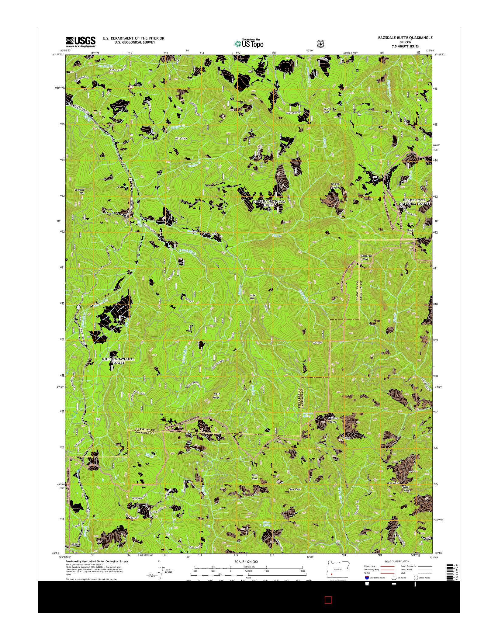 USGS US TOPO 7.5-MINUTE MAP FOR RAGSDALE BUTTE, OR 2014