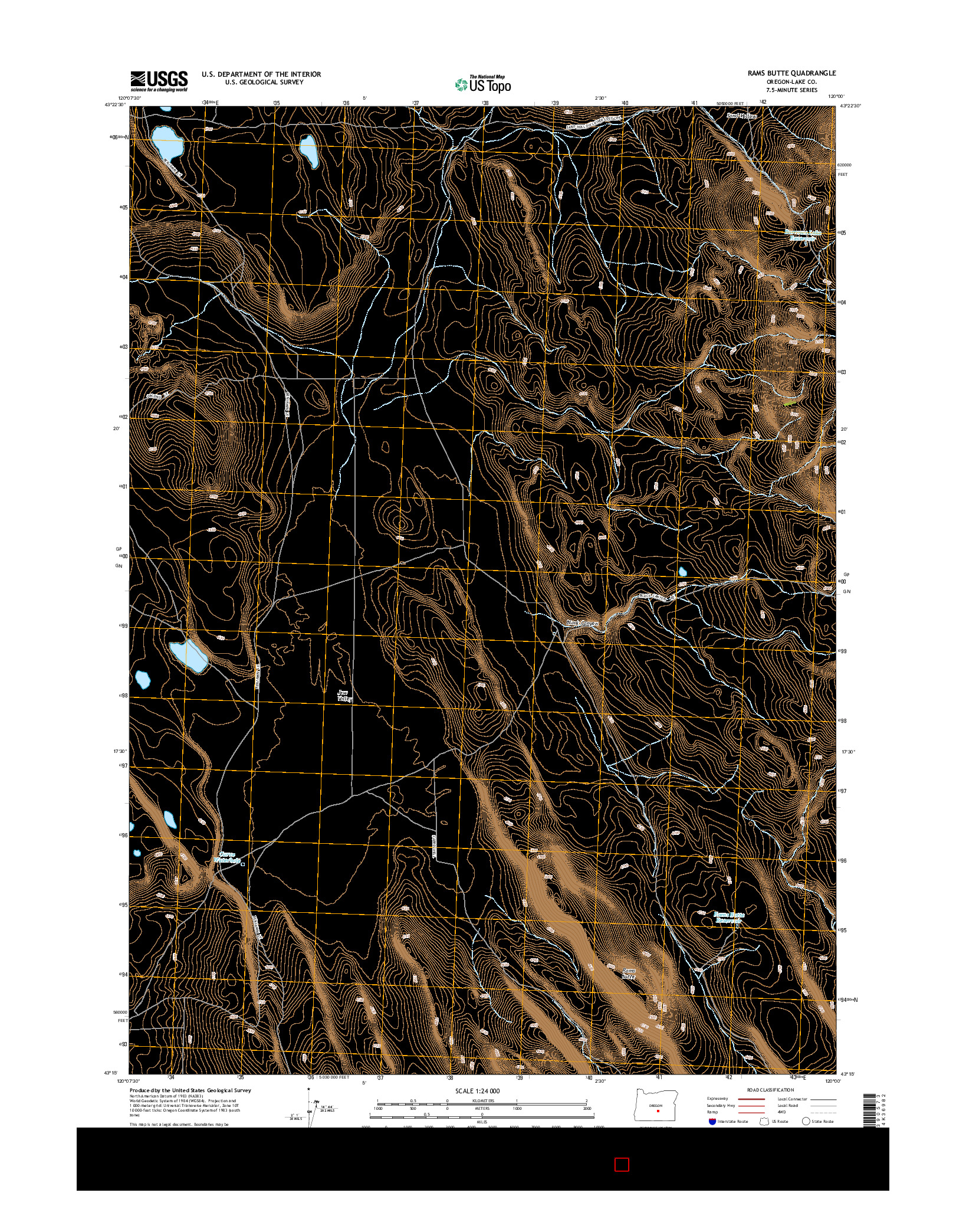 USGS US TOPO 7.5-MINUTE MAP FOR RAMS BUTTE, OR 2014