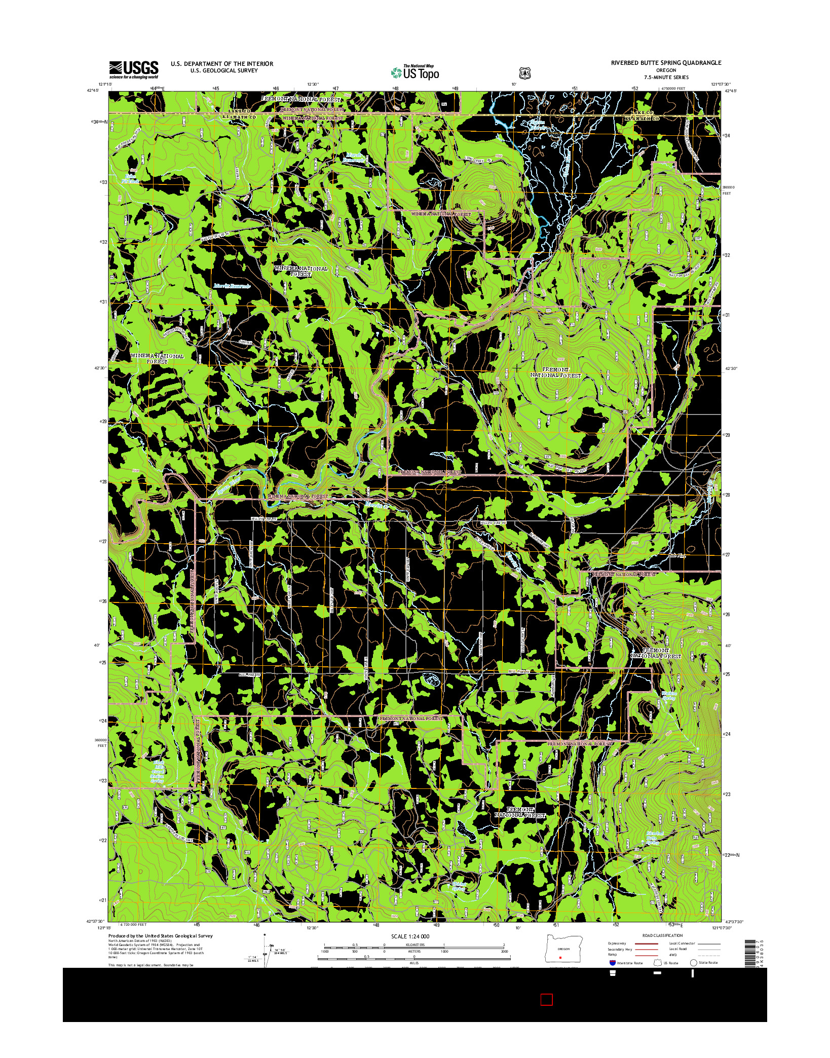 USGS US TOPO 7.5-MINUTE MAP FOR RIVERBED BUTTE SPRING, OR 2014