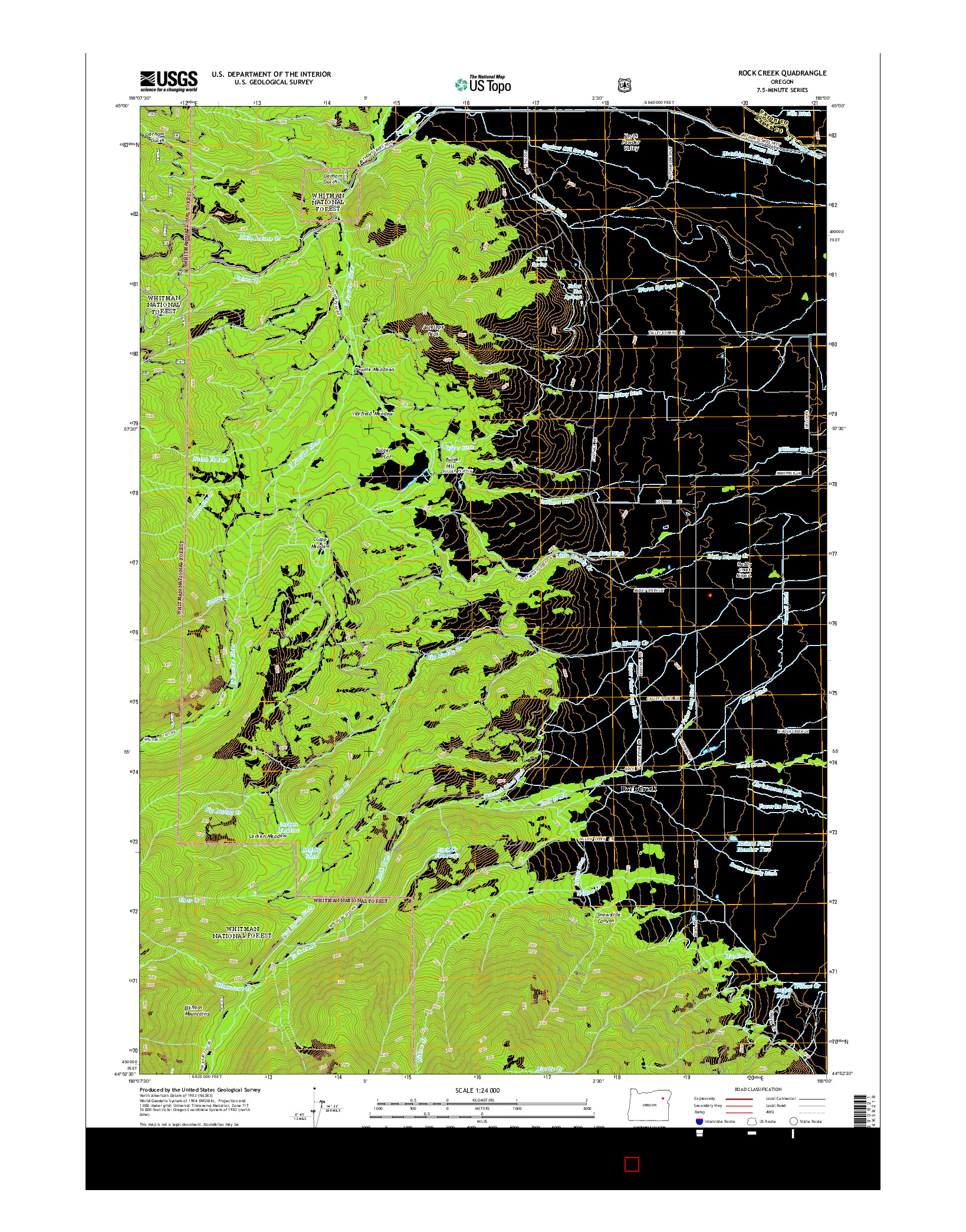 USGS US TOPO 7.5-MINUTE MAP FOR ROCK CREEK, OR 2014
