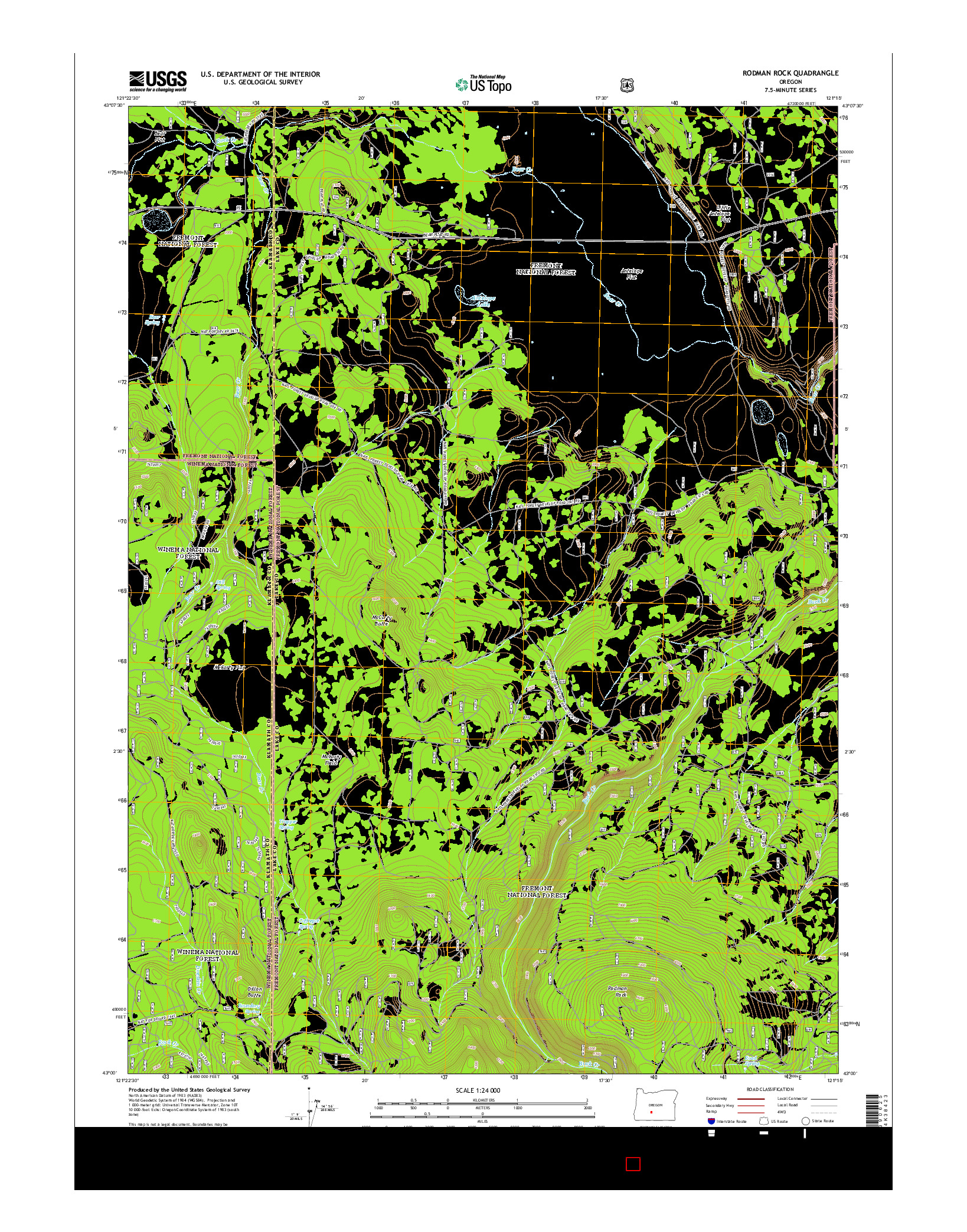 USGS US TOPO 7.5-MINUTE MAP FOR RODMAN ROCK, OR 2014