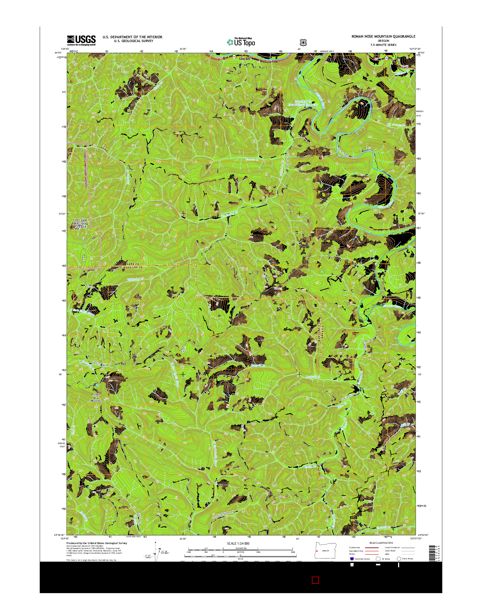 USGS US TOPO 7.5-MINUTE MAP FOR ROMAN NOSE MOUNTAIN, OR 2014