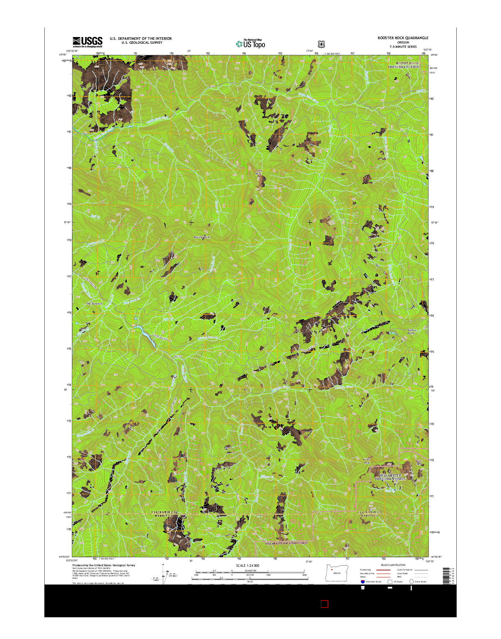 USGS US TOPO 7.5-MINUTE MAP FOR ROOSTER ROCK, OR 2014