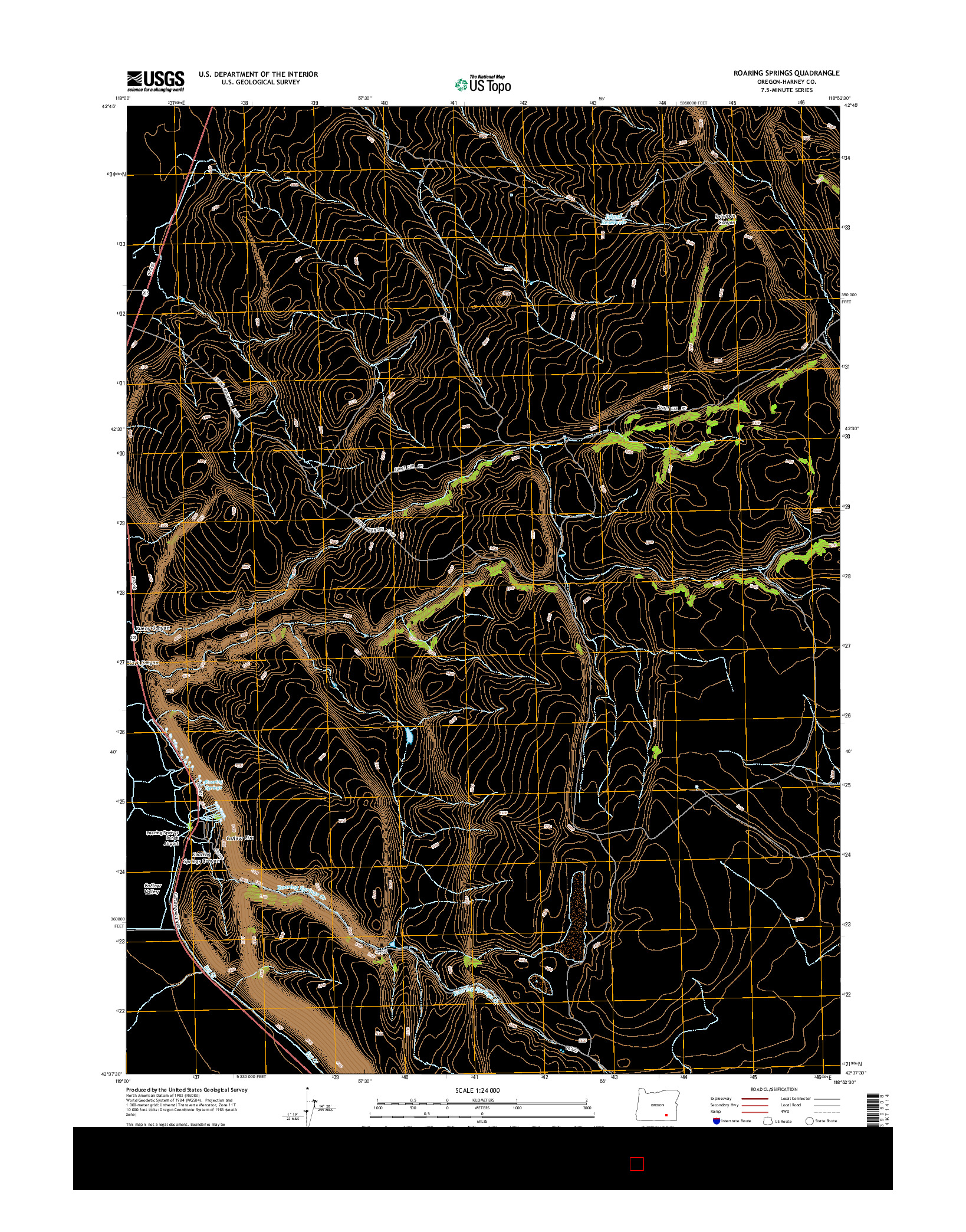 USGS US TOPO 7.5-MINUTE MAP FOR ROARING SPRINGS, OR 2014