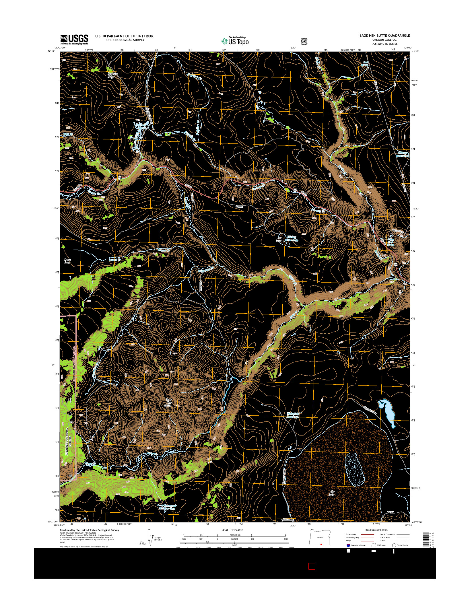 USGS US TOPO 7.5-MINUTE MAP FOR SAGE HEN BUTTE, OR 2014