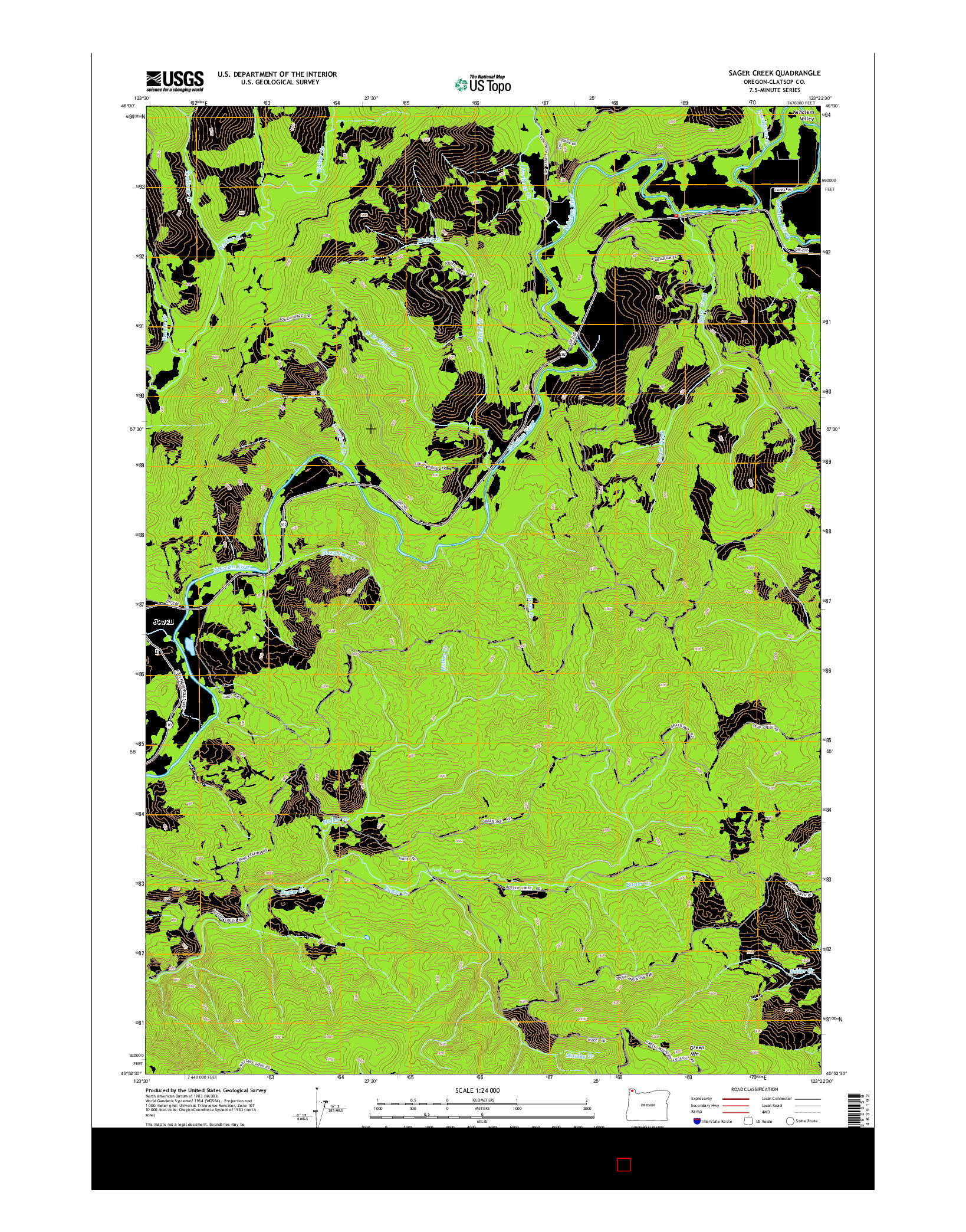 USGS US TOPO 7.5-MINUTE MAP FOR SAGER CREEK, OR 2014