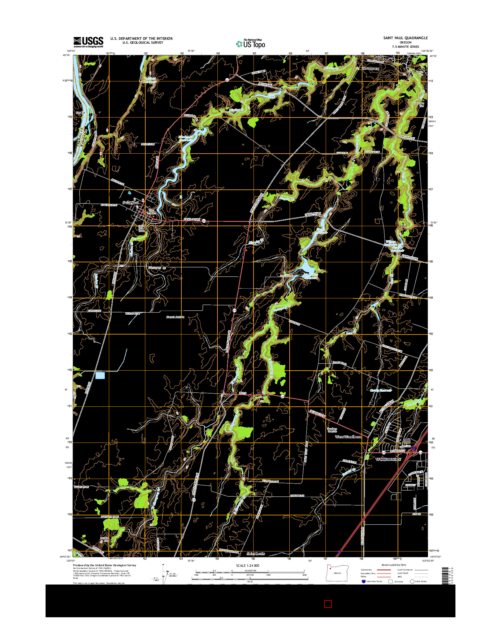 USGS US TOPO 7.5-MINUTE MAP FOR SAINT PAUL, OR 2014