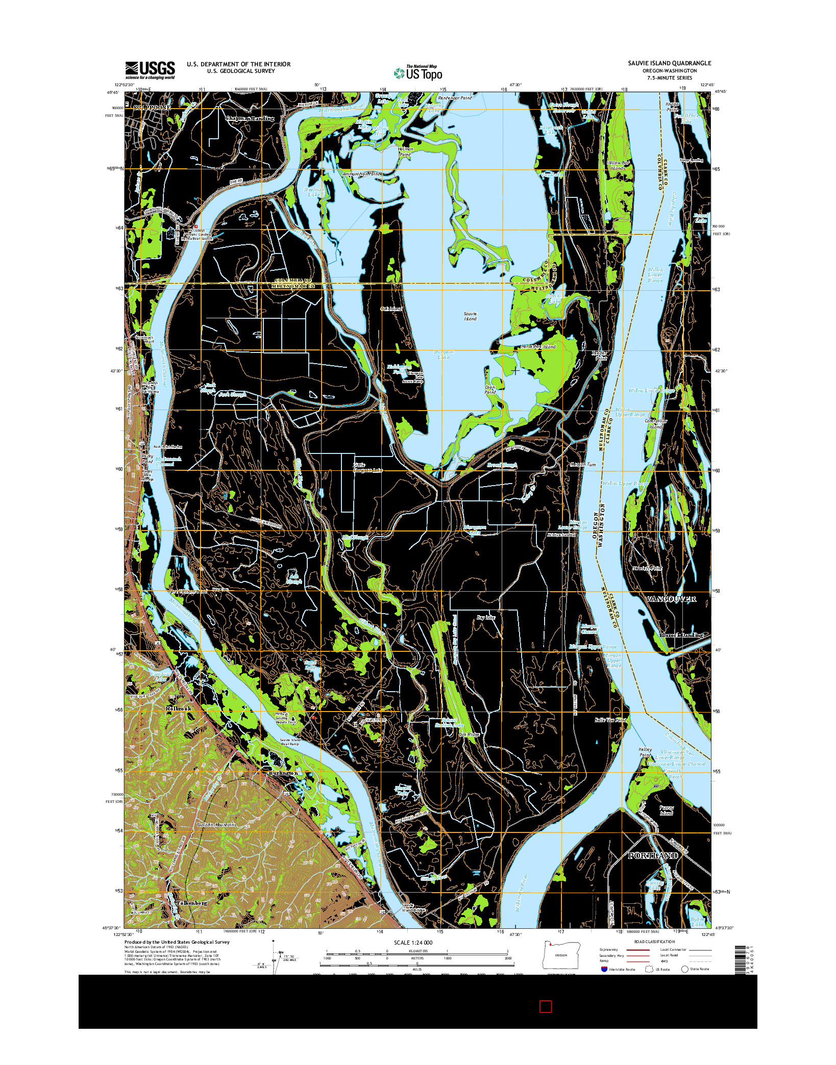 USGS US TOPO 7.5-MINUTE MAP FOR SAUVIE ISLAND, OR-WA 2014