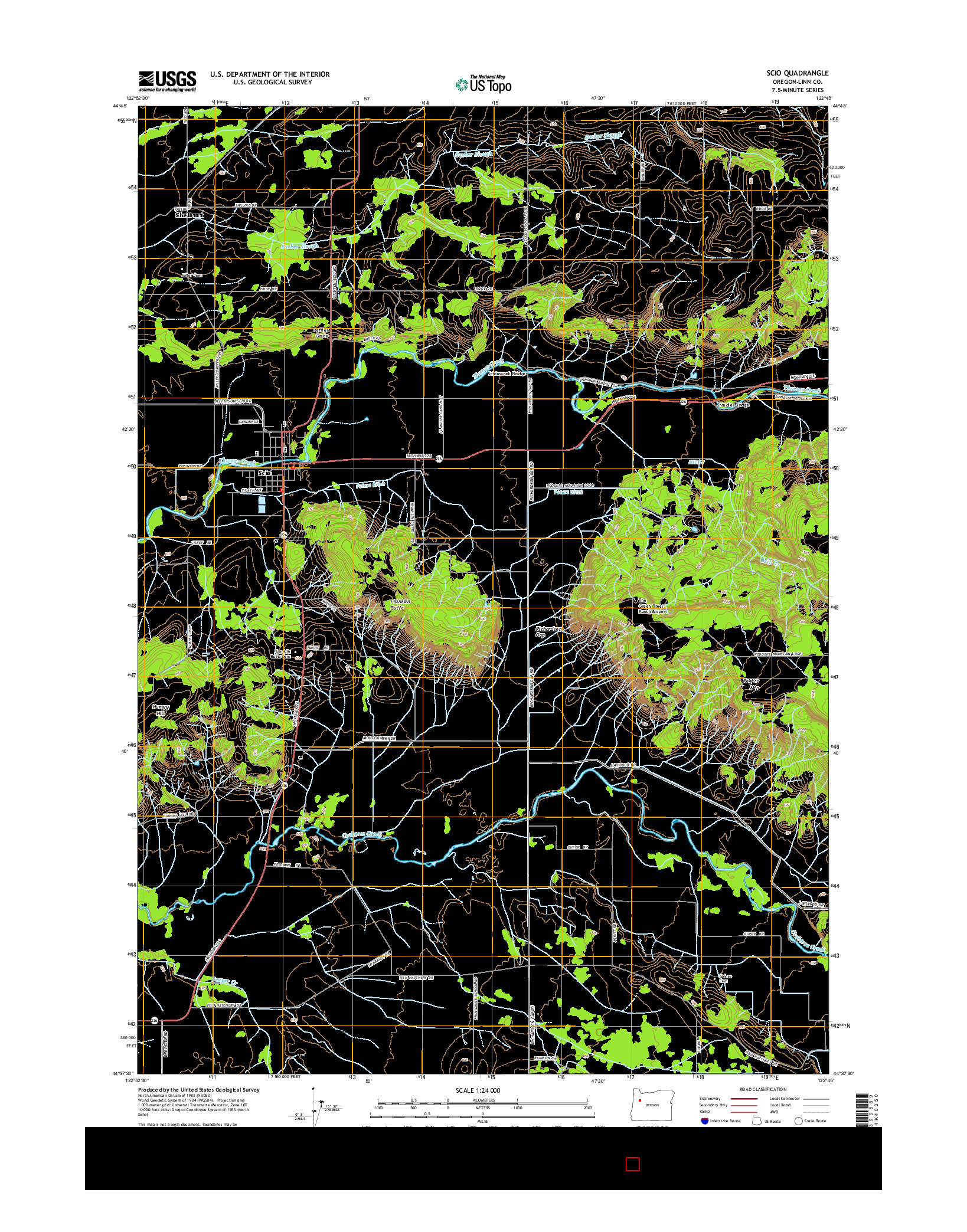 USGS US TOPO 7.5-MINUTE MAP FOR SCIO, OR 2014