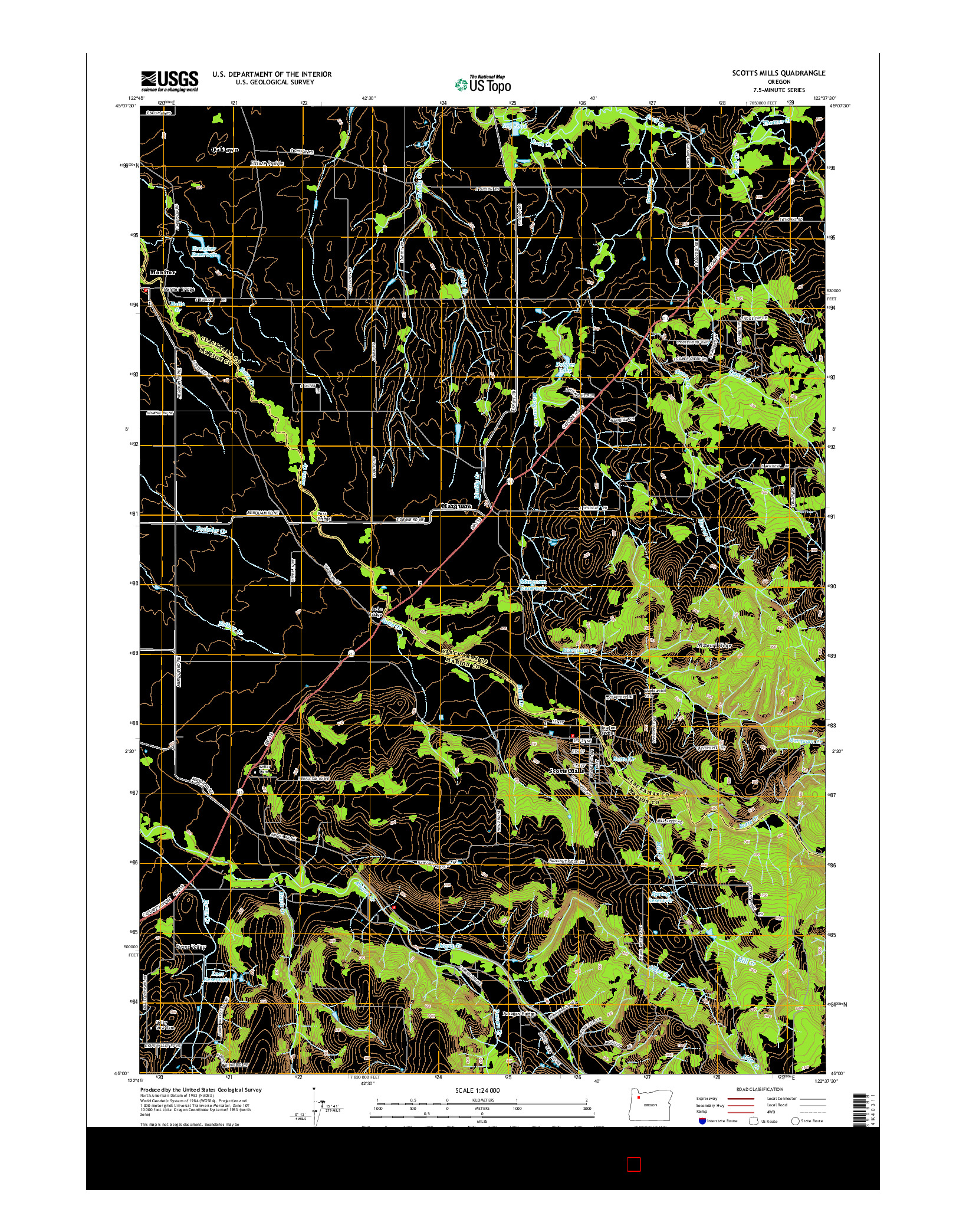 USGS US TOPO 7.5-MINUTE MAP FOR SCOTTS MILLS, OR 2014