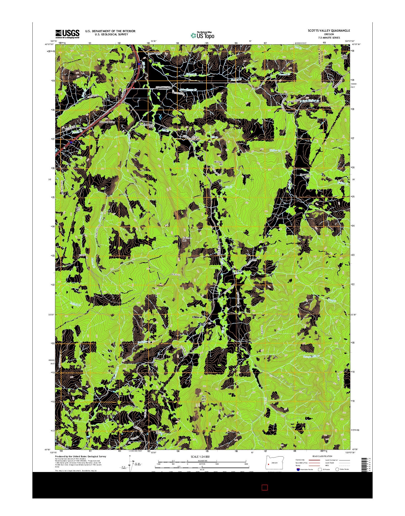 USGS US TOPO 7.5-MINUTE MAP FOR SCOTTS VALLEY, OR 2014