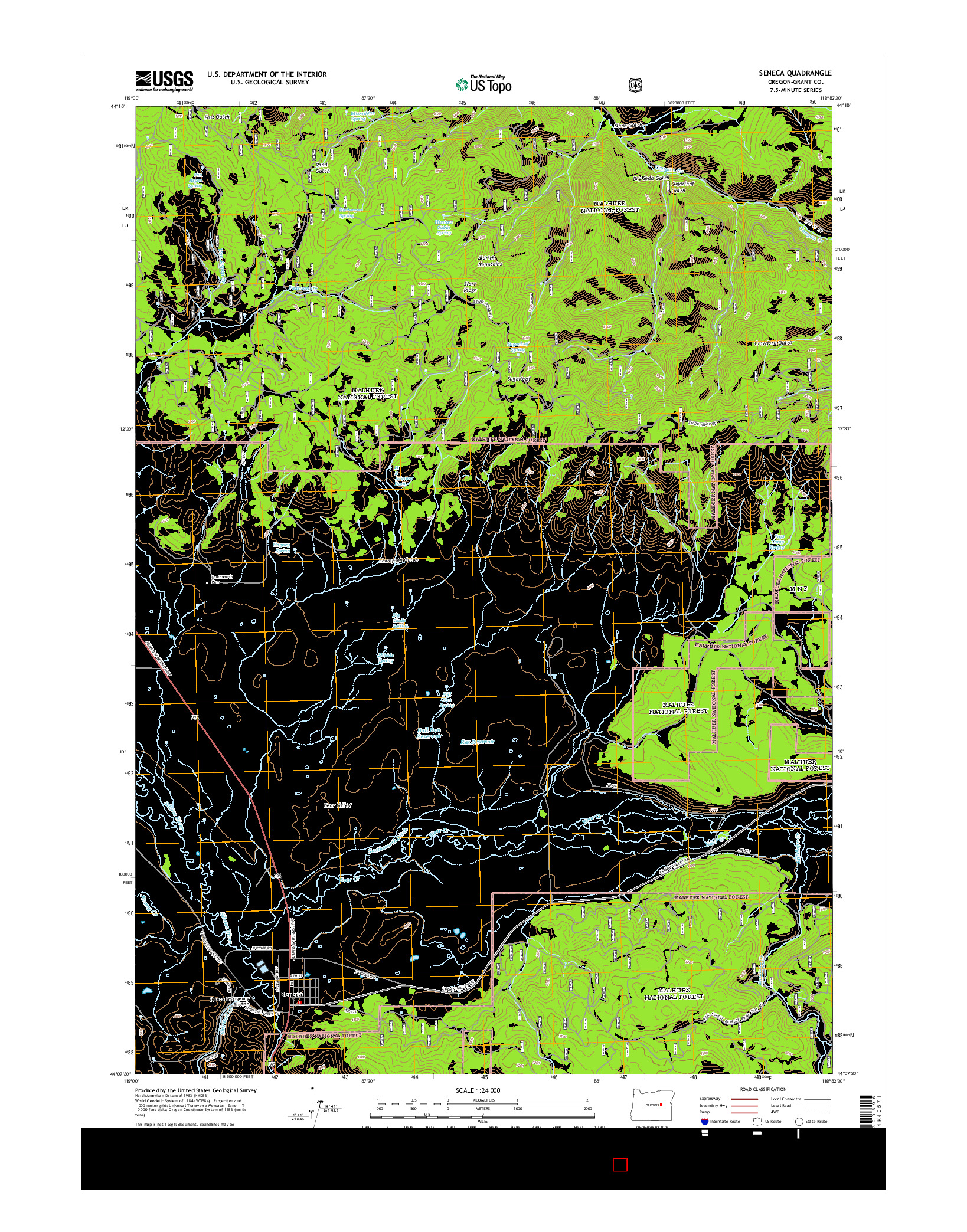 USGS US TOPO 7.5-MINUTE MAP FOR SENECA, OR 2014
