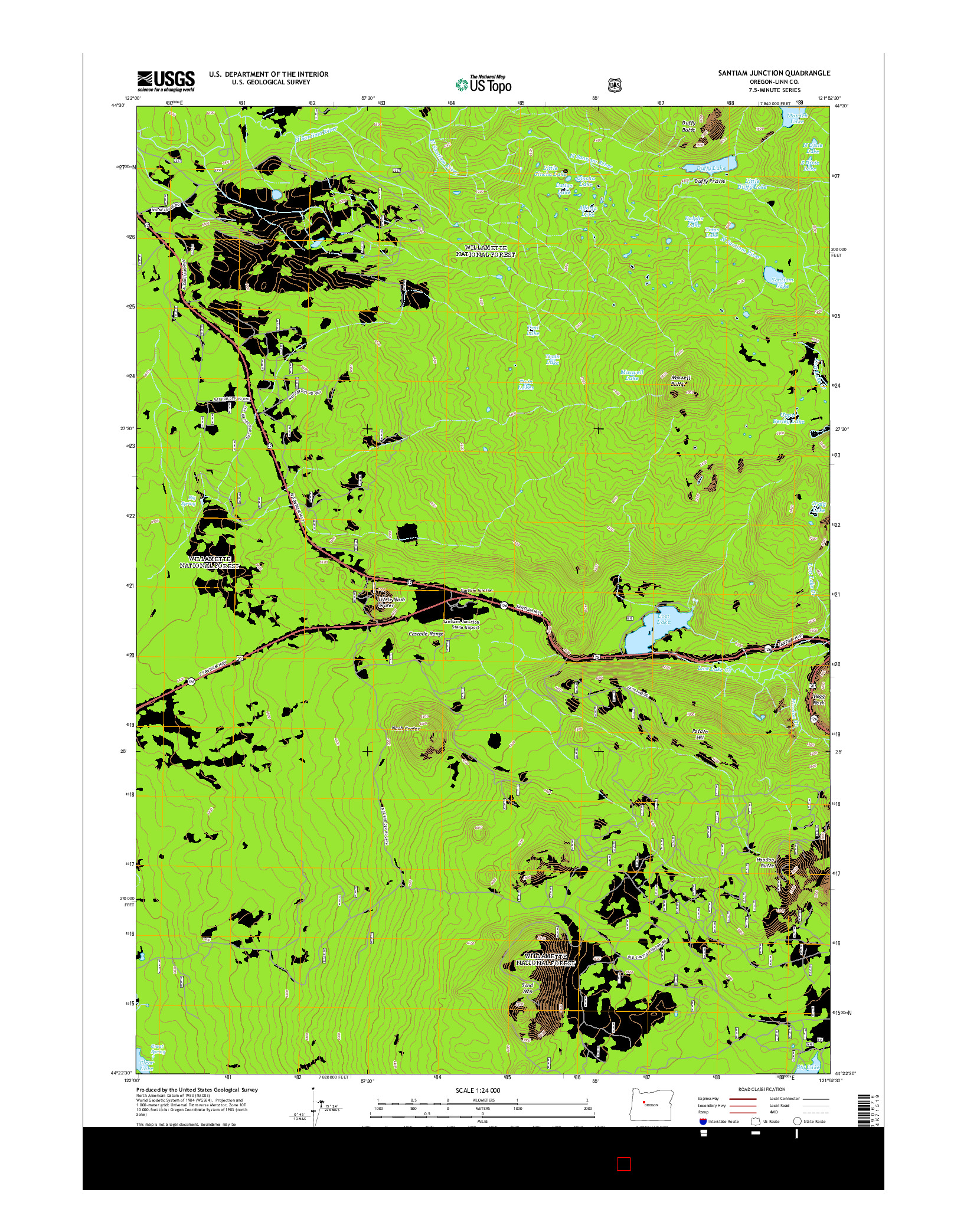 USGS US TOPO 7.5-MINUTE MAP FOR SANTIAM JUNCTION, OR 2014