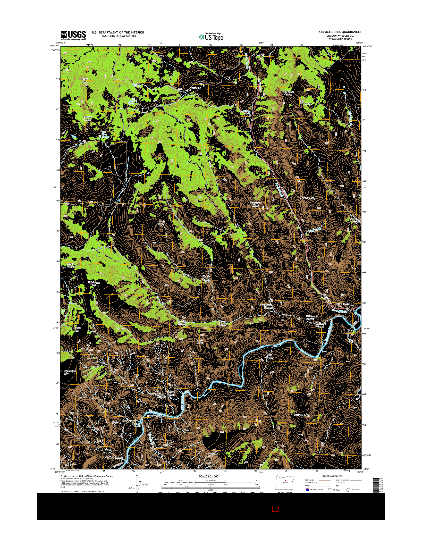 USGS US TOPO 7.5-MINUTE MAP FOR SERVICE CREEK, OR 2014