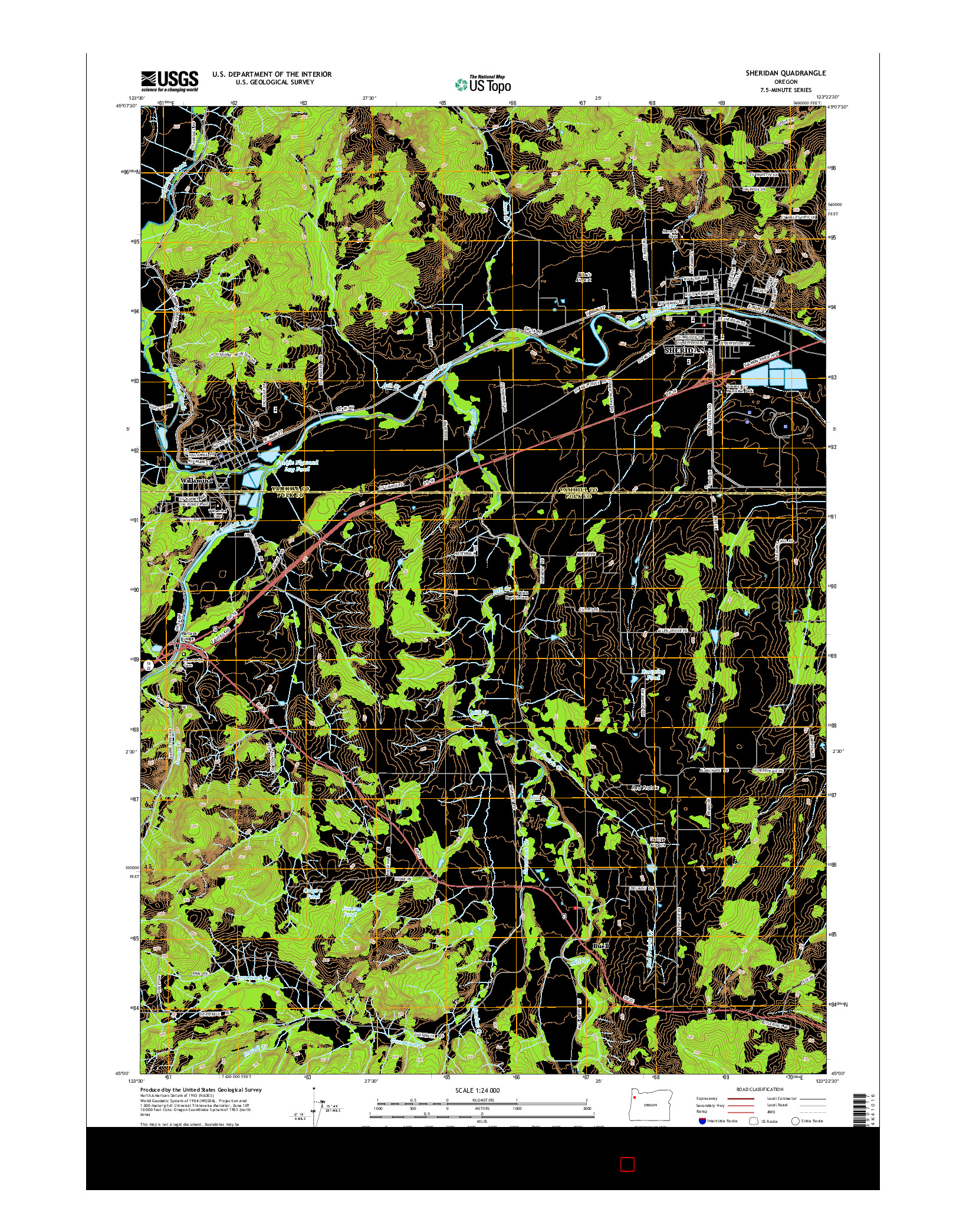 USGS US TOPO 7.5-MINUTE MAP FOR SHERIDAN, OR 2014
