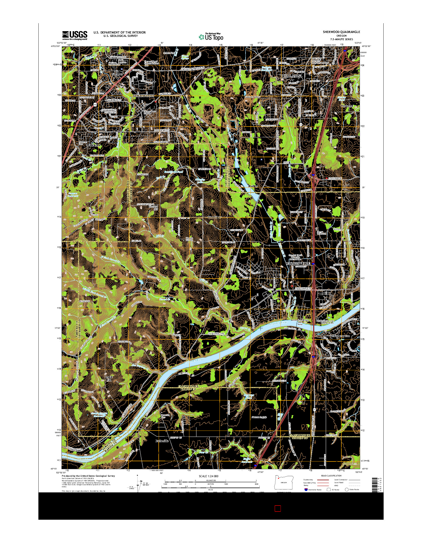 USGS US TOPO 7.5-MINUTE MAP FOR SHERWOOD, OR 2014
