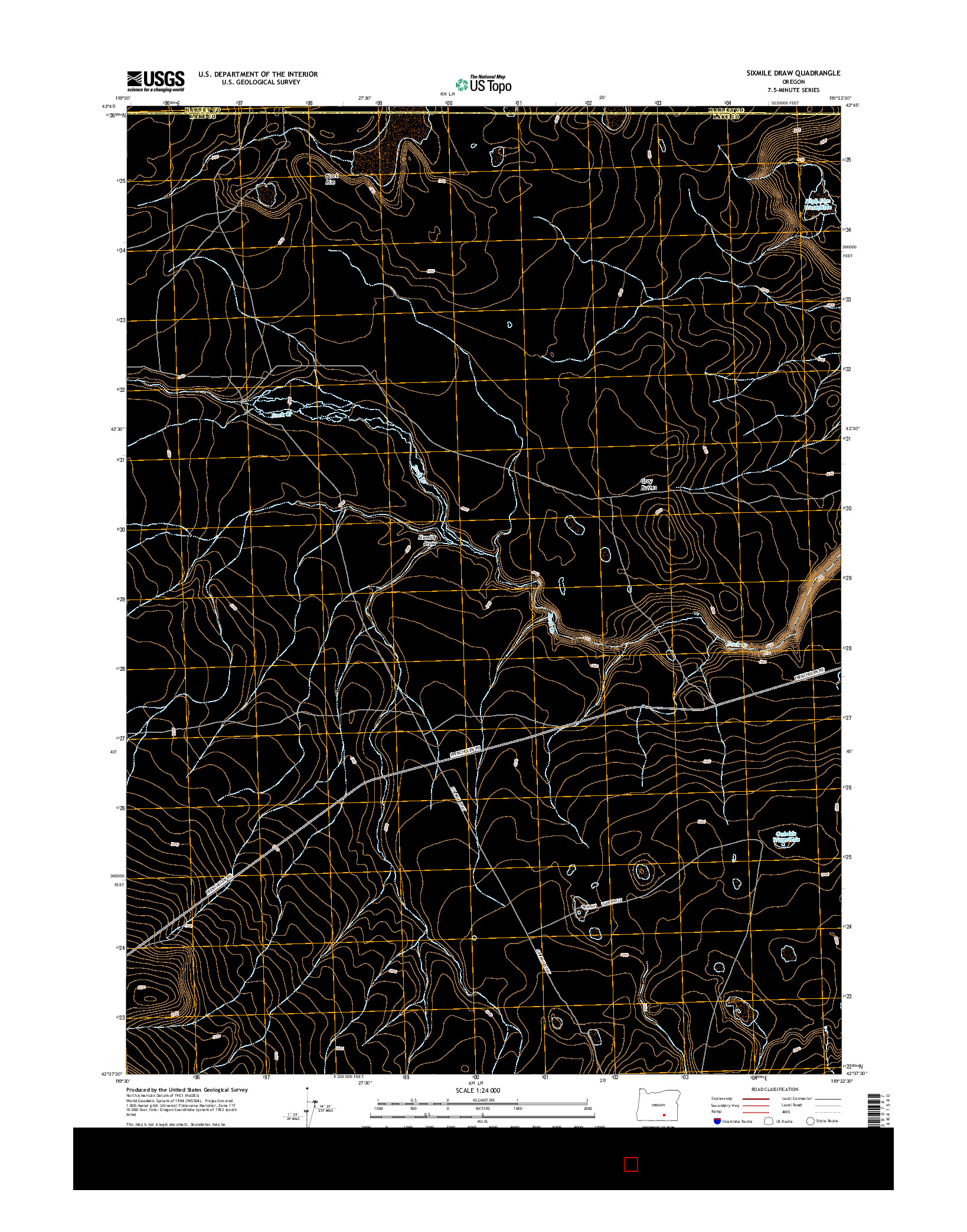 USGS US TOPO 7.5-MINUTE MAP FOR SIXMILE DRAW, OR 2014