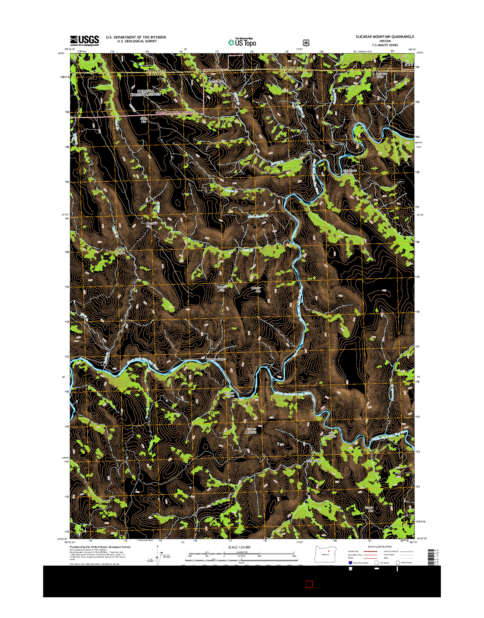 USGS US TOPO 7.5-MINUTE MAP FOR SLICKEAR MOUNTAIN, OR 2014
