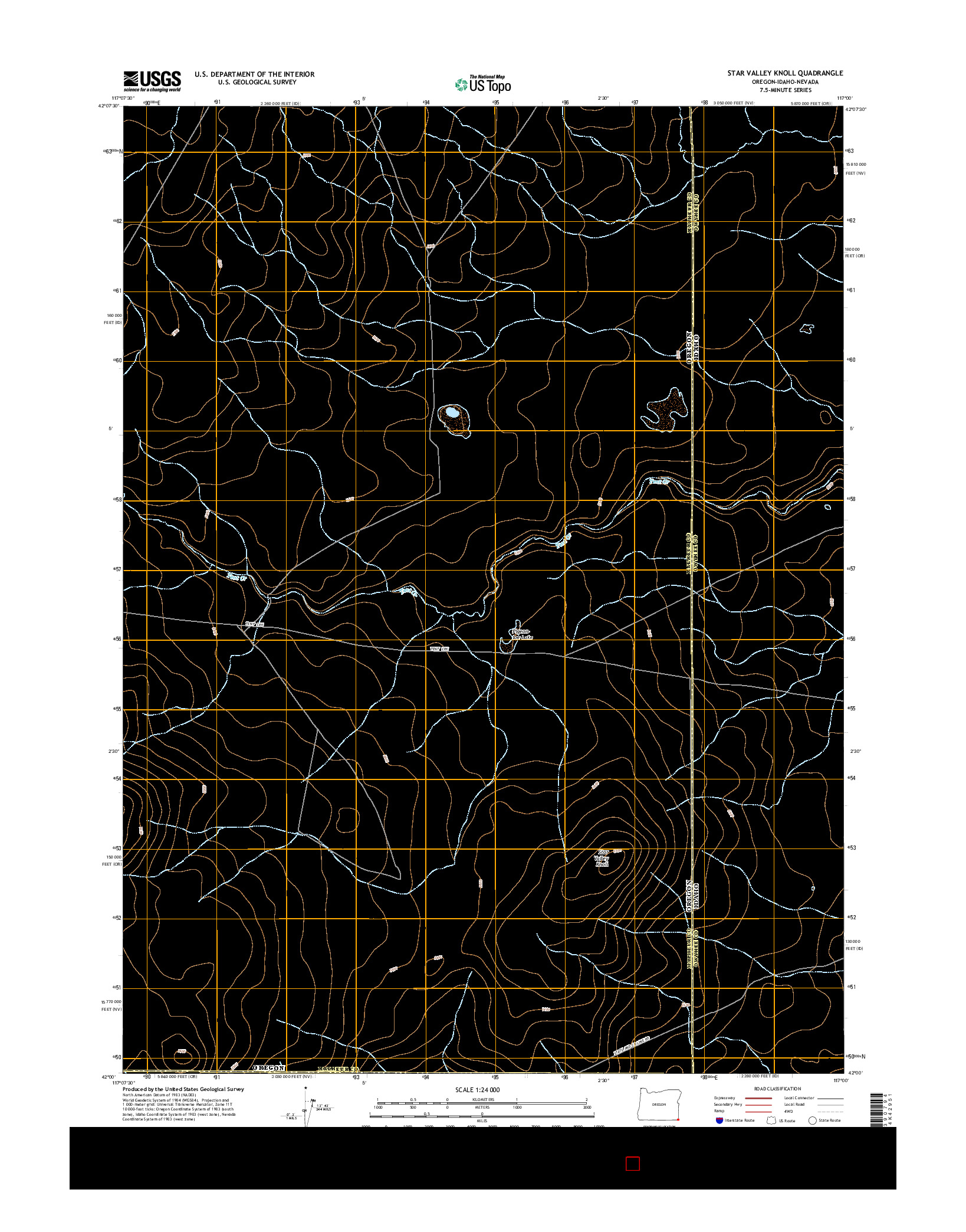 USGS US TOPO 7.5-MINUTE MAP FOR STAR VALLEY KNOLL, OR-ID-NV 2014