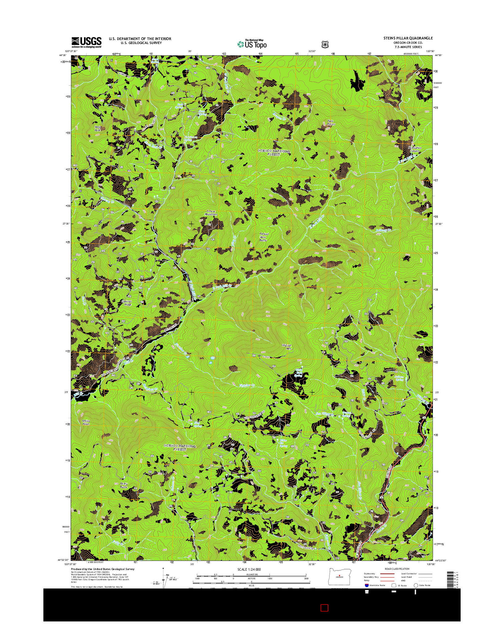 USGS US TOPO 7.5-MINUTE MAP FOR STEINS PILLAR, OR 2014