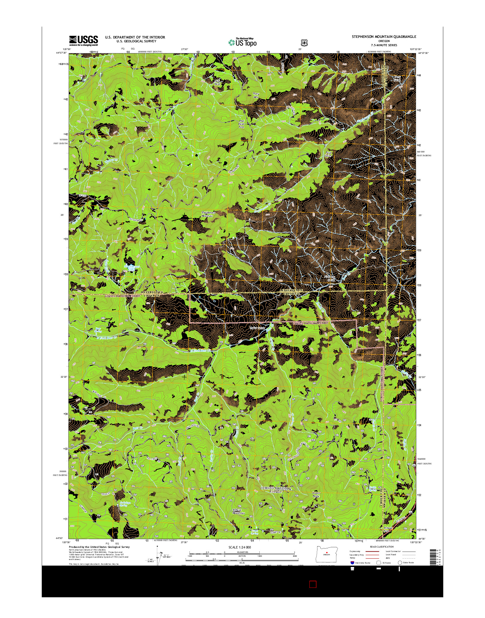 USGS US TOPO 7.5-MINUTE MAP FOR STEPHENSON MOUNTAIN, OR 2014