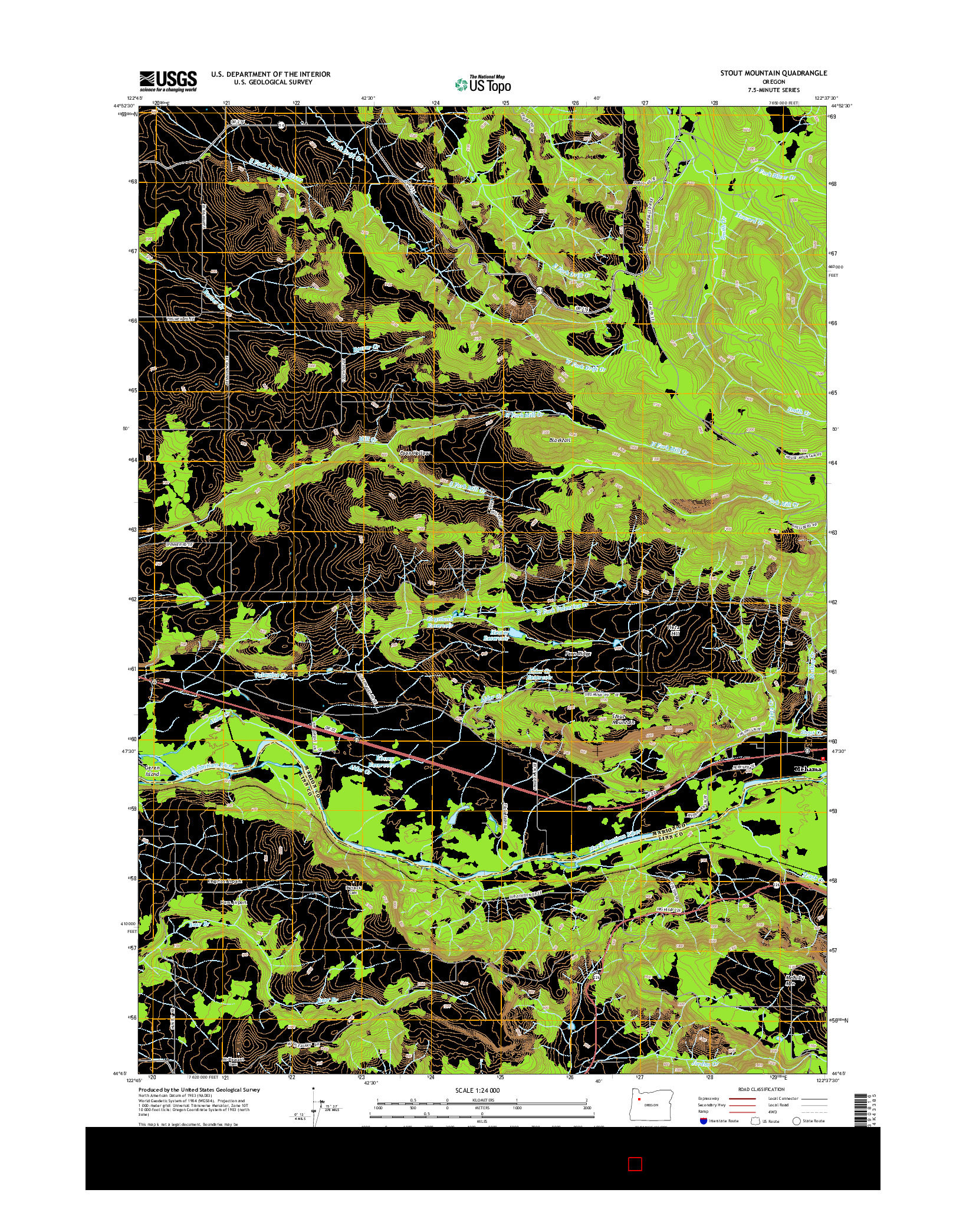 USGS US TOPO 7.5-MINUTE MAP FOR STOUT MOUNTAIN, OR 2014