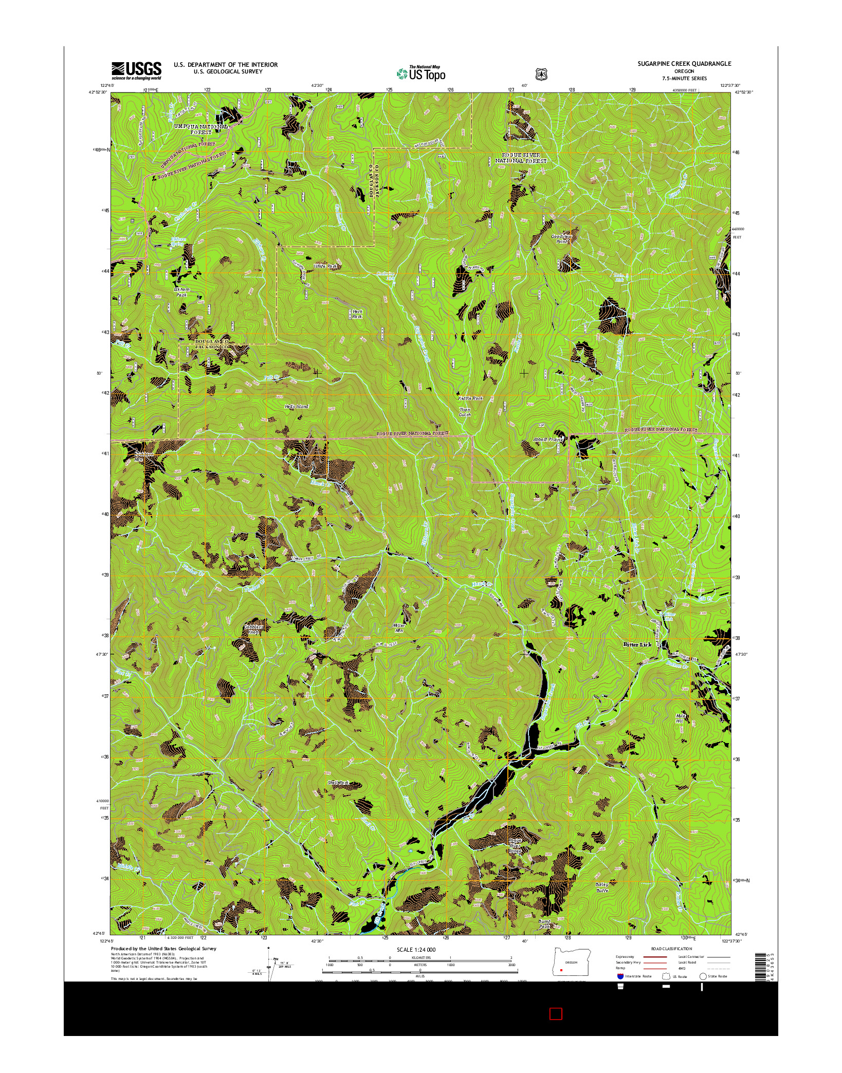 USGS US TOPO 7.5-MINUTE MAP FOR SUGARPINE CREEK, OR 2014