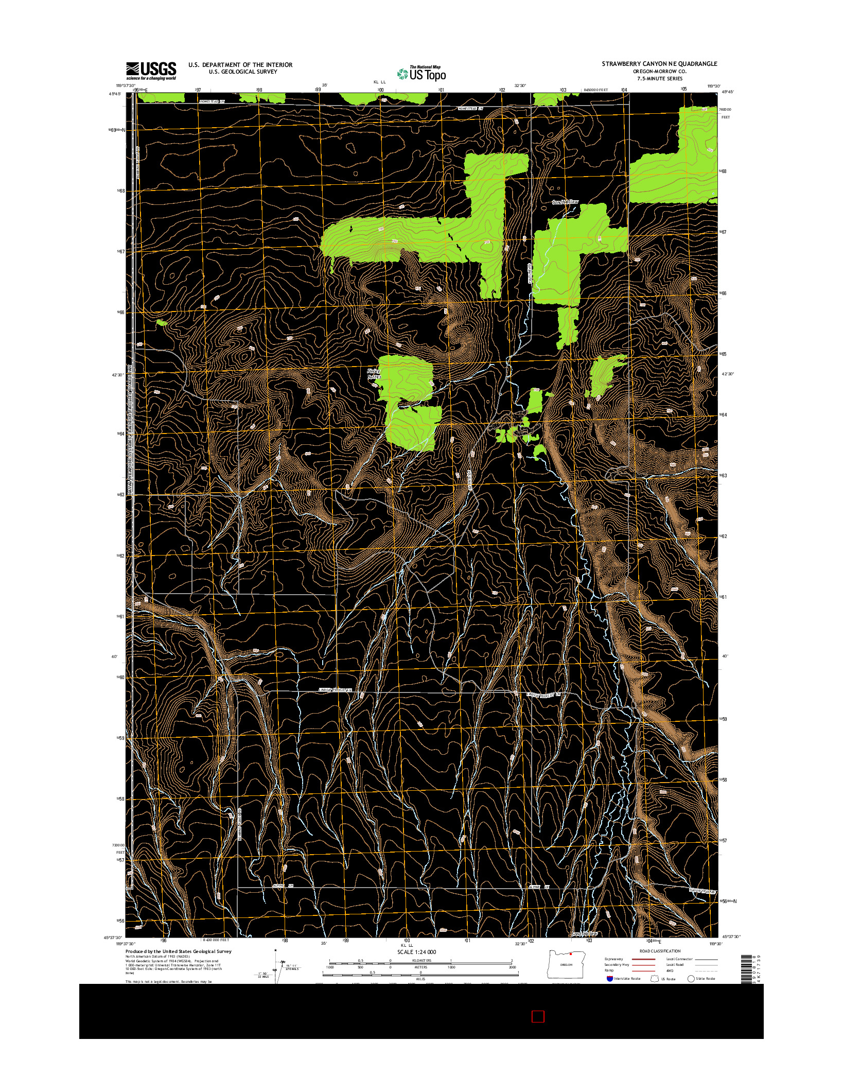 USGS US TOPO 7.5-MINUTE MAP FOR STRAWBERRY CANYON NE, OR 2014