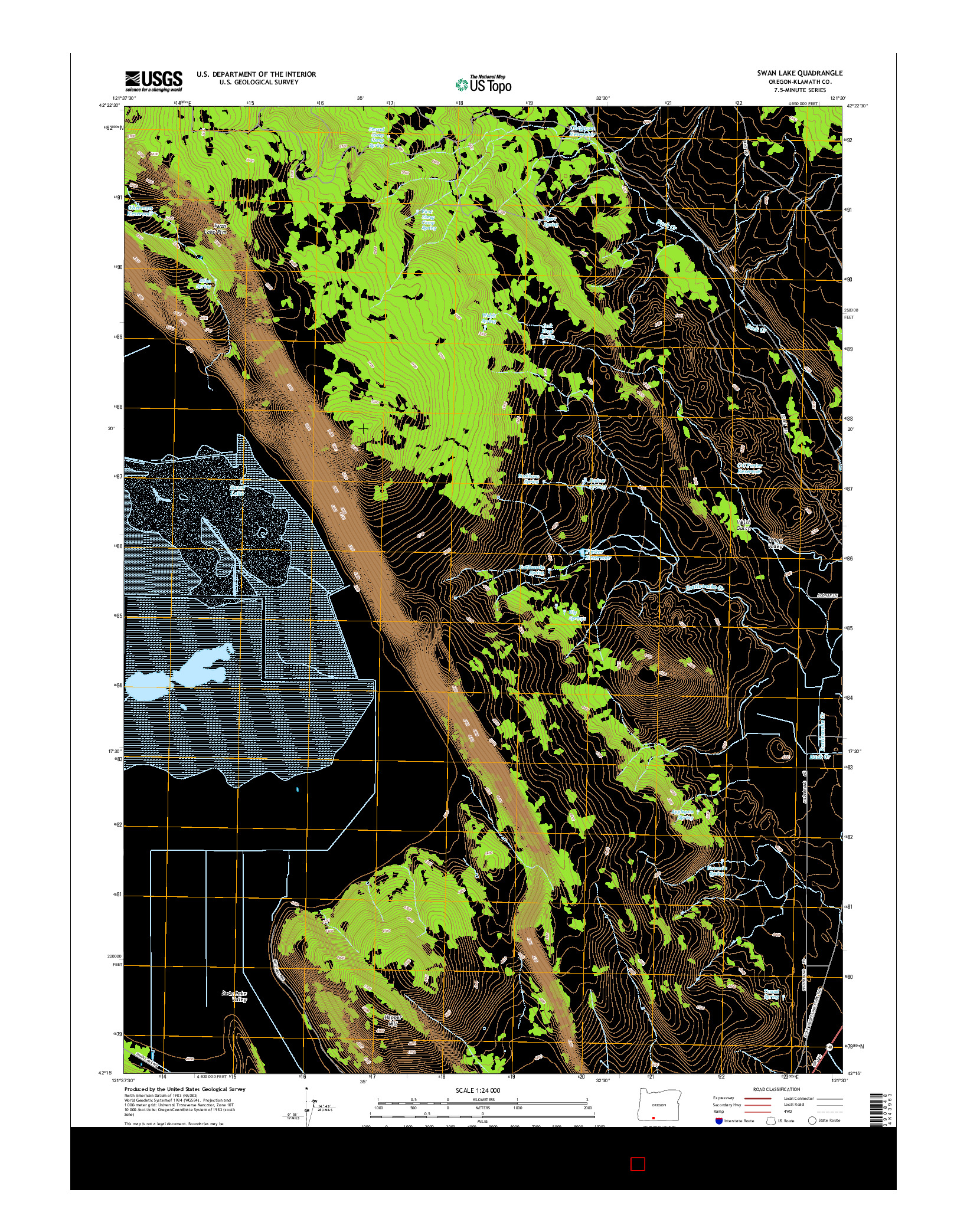 USGS US TOPO 7.5-MINUTE MAP FOR SWAN LAKE, OR 2014