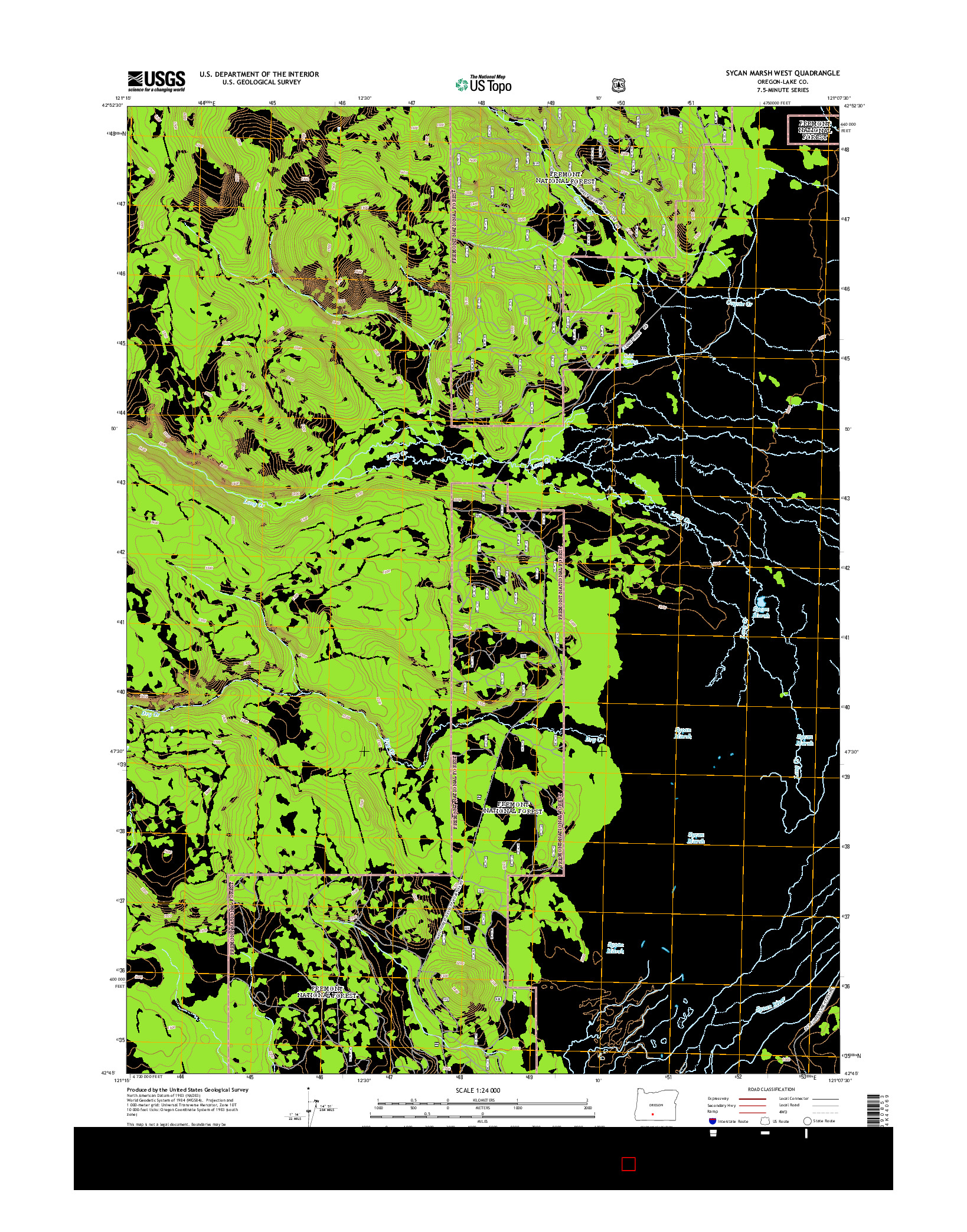 USGS US TOPO 7.5-MINUTE MAP FOR SYCAN MARSH WEST, OR 2014