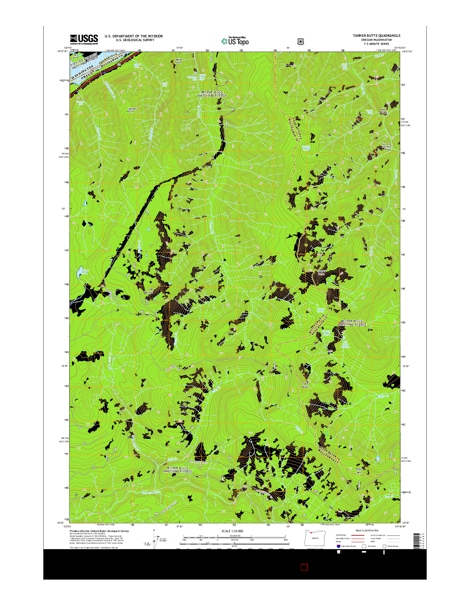 USGS US TOPO 7.5-MINUTE MAP FOR TANNER BUTTE, OR-WA 2014