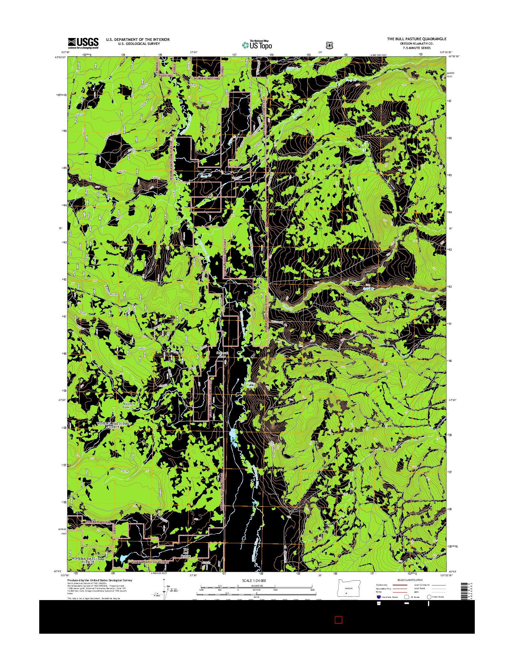 USGS US TOPO 7.5-MINUTE MAP FOR THE BULL PASTURE, OR 2014