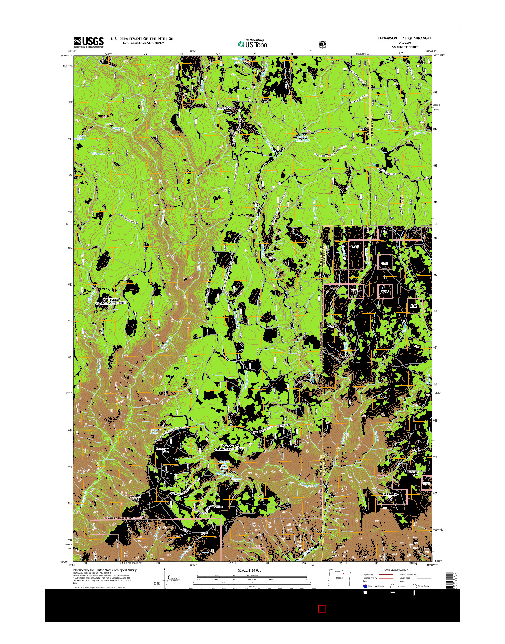 USGS US TOPO 7.5-MINUTE MAP FOR THOMPSON FLAT, OR 2014