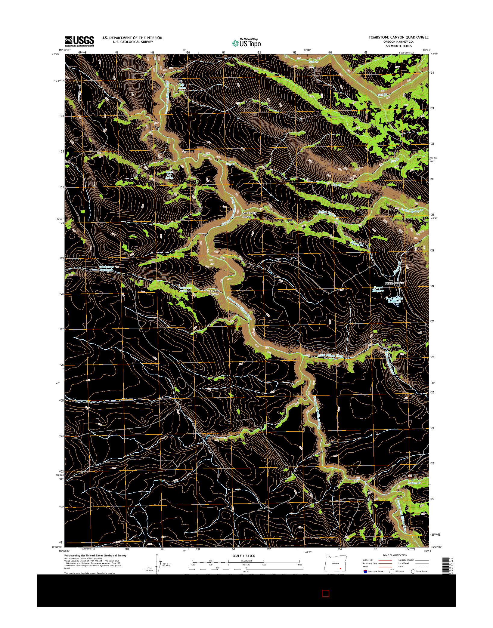 USGS US TOPO 7.5-MINUTE MAP FOR TOMBSTONE CANYON, OR 2014