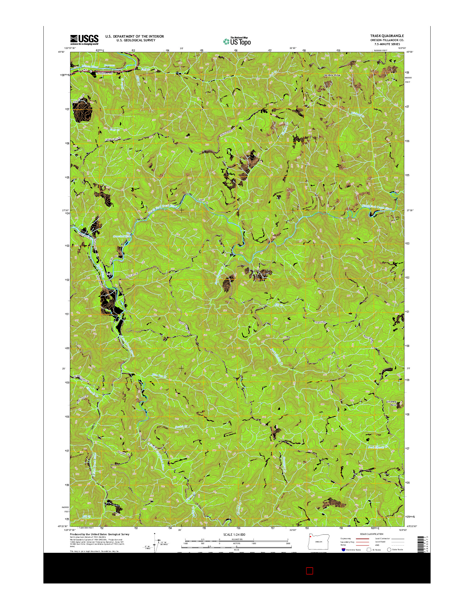 USGS US TOPO 7.5-MINUTE MAP FOR TRASK, OR 2014