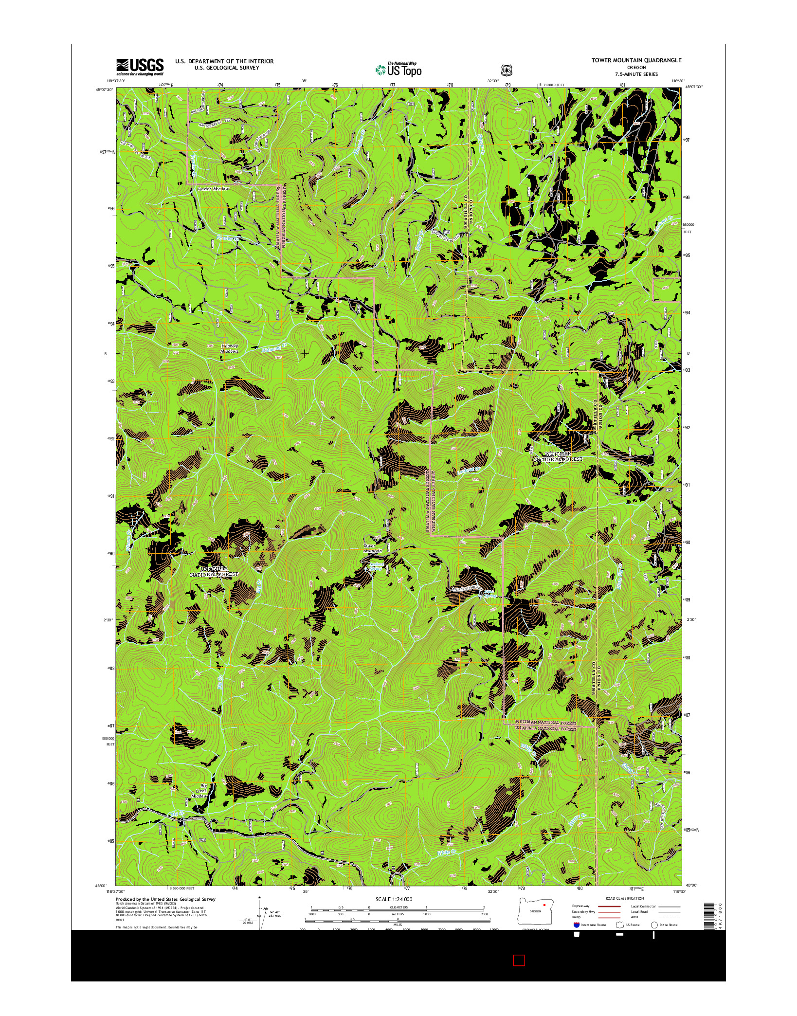 USGS US TOPO 7.5-MINUTE MAP FOR TOWER MOUNTAIN, OR 2014