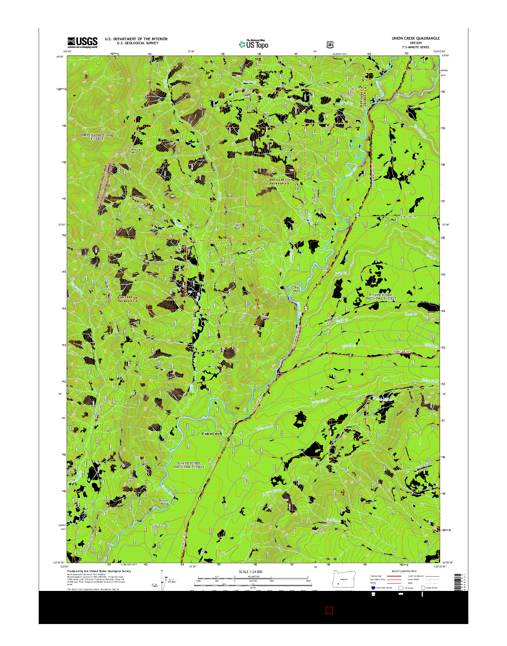 USGS US TOPO 7.5-MINUTE MAP FOR UNION CREEK, OR 2014