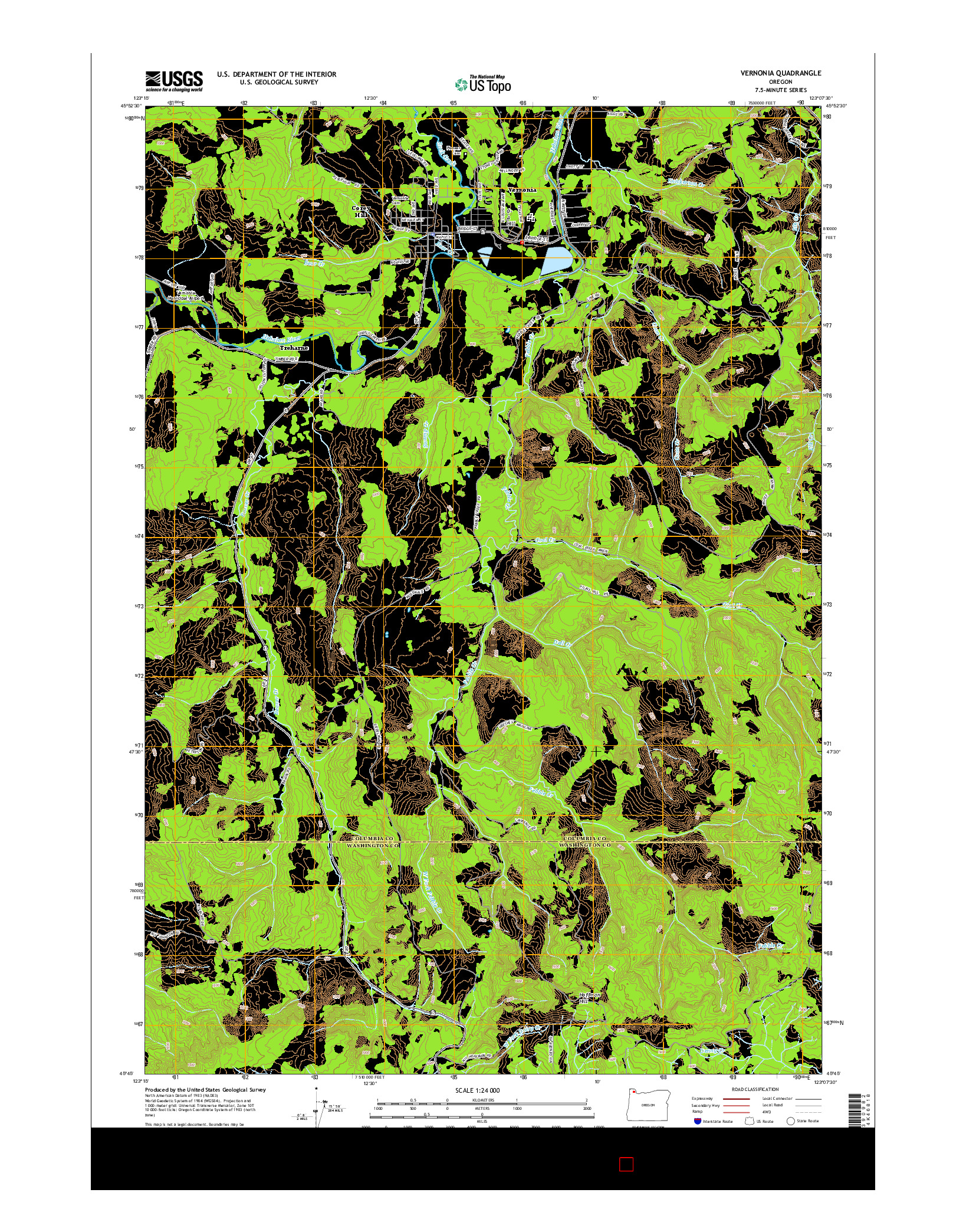USGS US TOPO 7.5-MINUTE MAP FOR VERNONIA, OR 2014