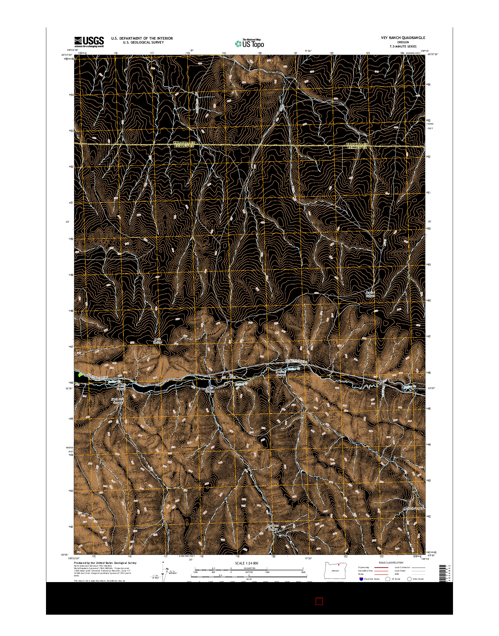 USGS US TOPO 7.5-MINUTE MAP FOR VEY RANCH, OR 2014
