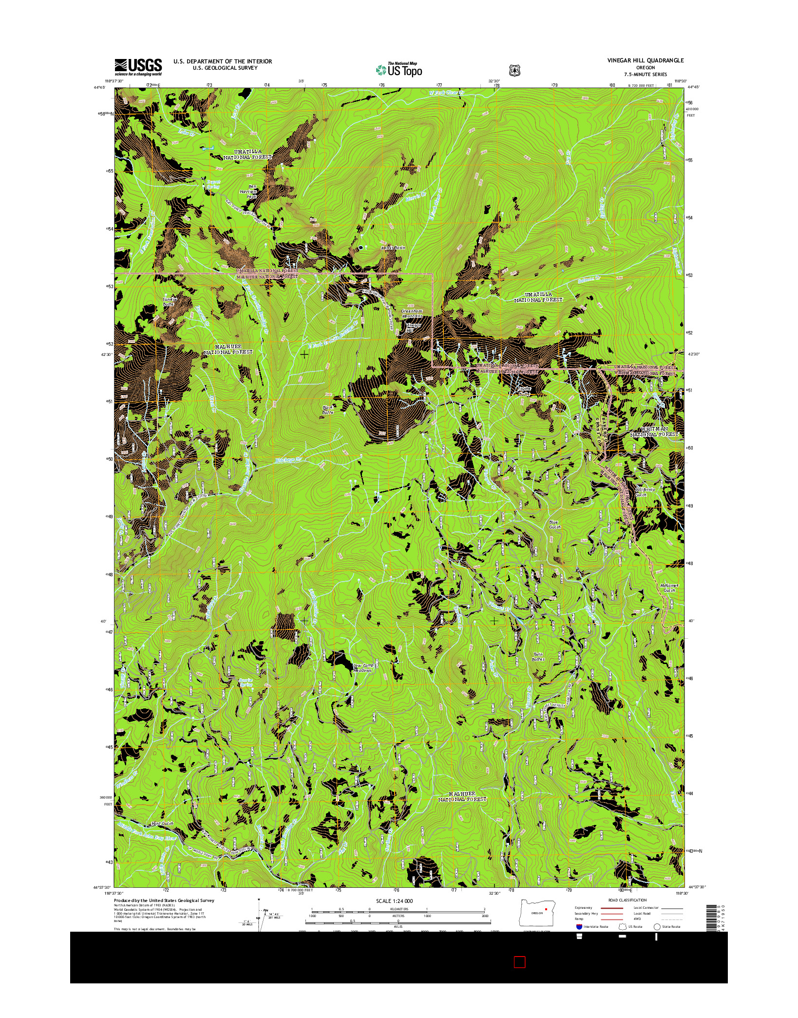 USGS US TOPO 7.5-MINUTE MAP FOR VINEGAR HILL, OR 2014