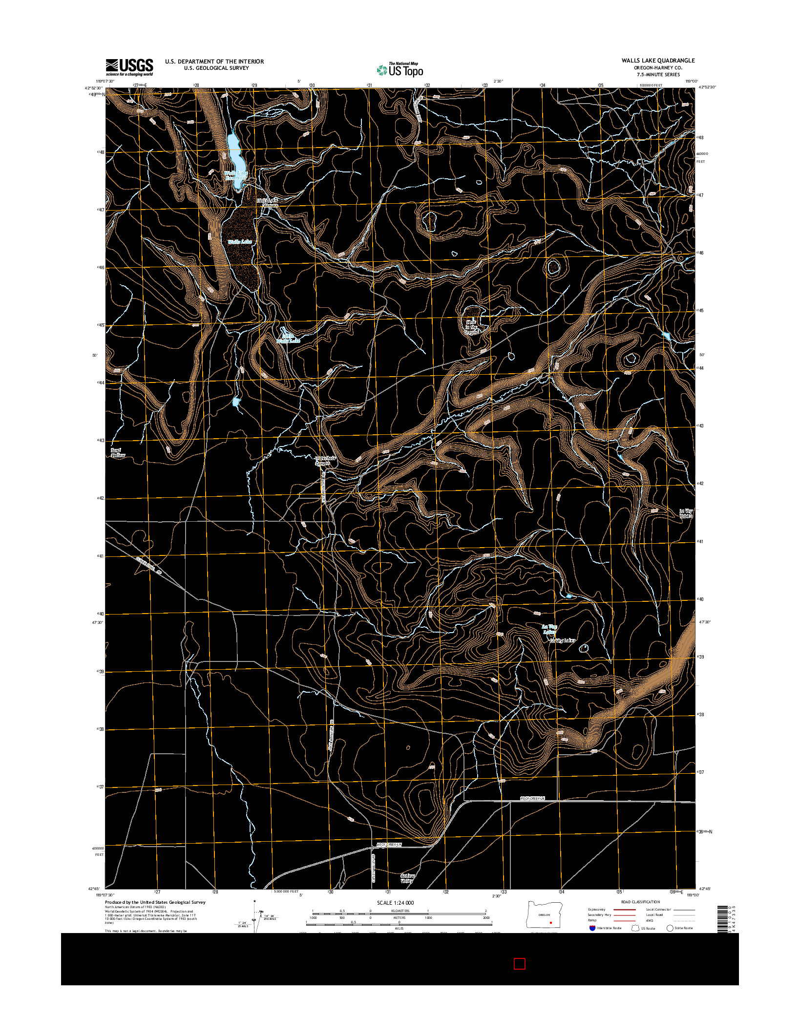 USGS US TOPO 7.5-MINUTE MAP FOR WALLS LAKE, OR 2014