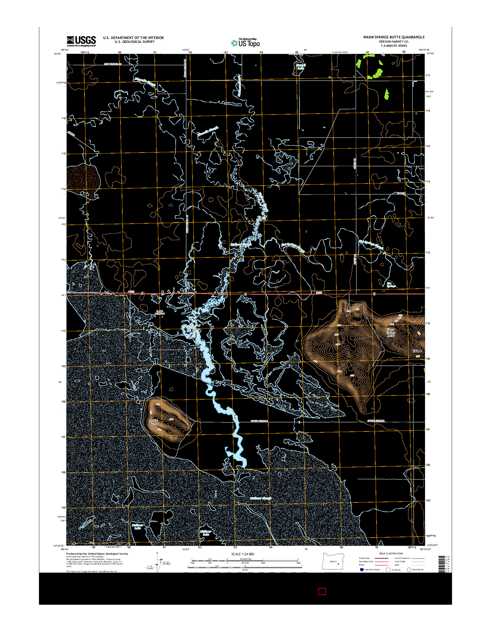 USGS US TOPO 7.5-MINUTE MAP FOR WARM SPRINGS BUTTE, OR 2014