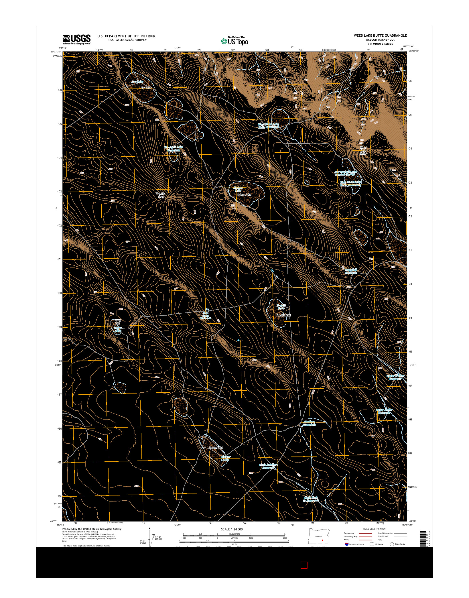 USGS US TOPO 7.5-MINUTE MAP FOR WEED LAKE BUTTE, OR 2014