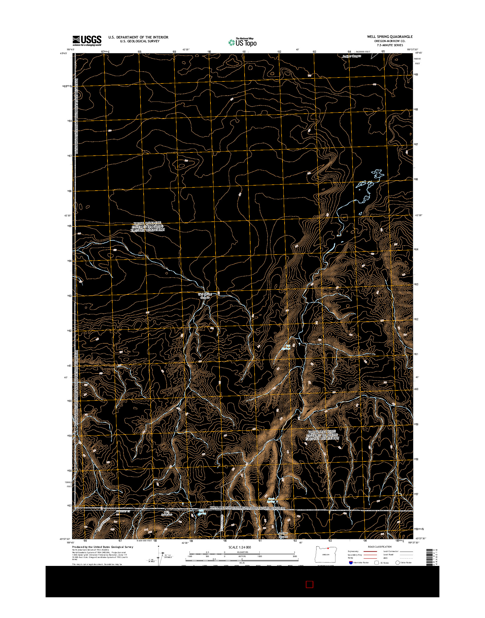 USGS US TOPO 7.5-MINUTE MAP FOR WELL SPRING, OR 2014