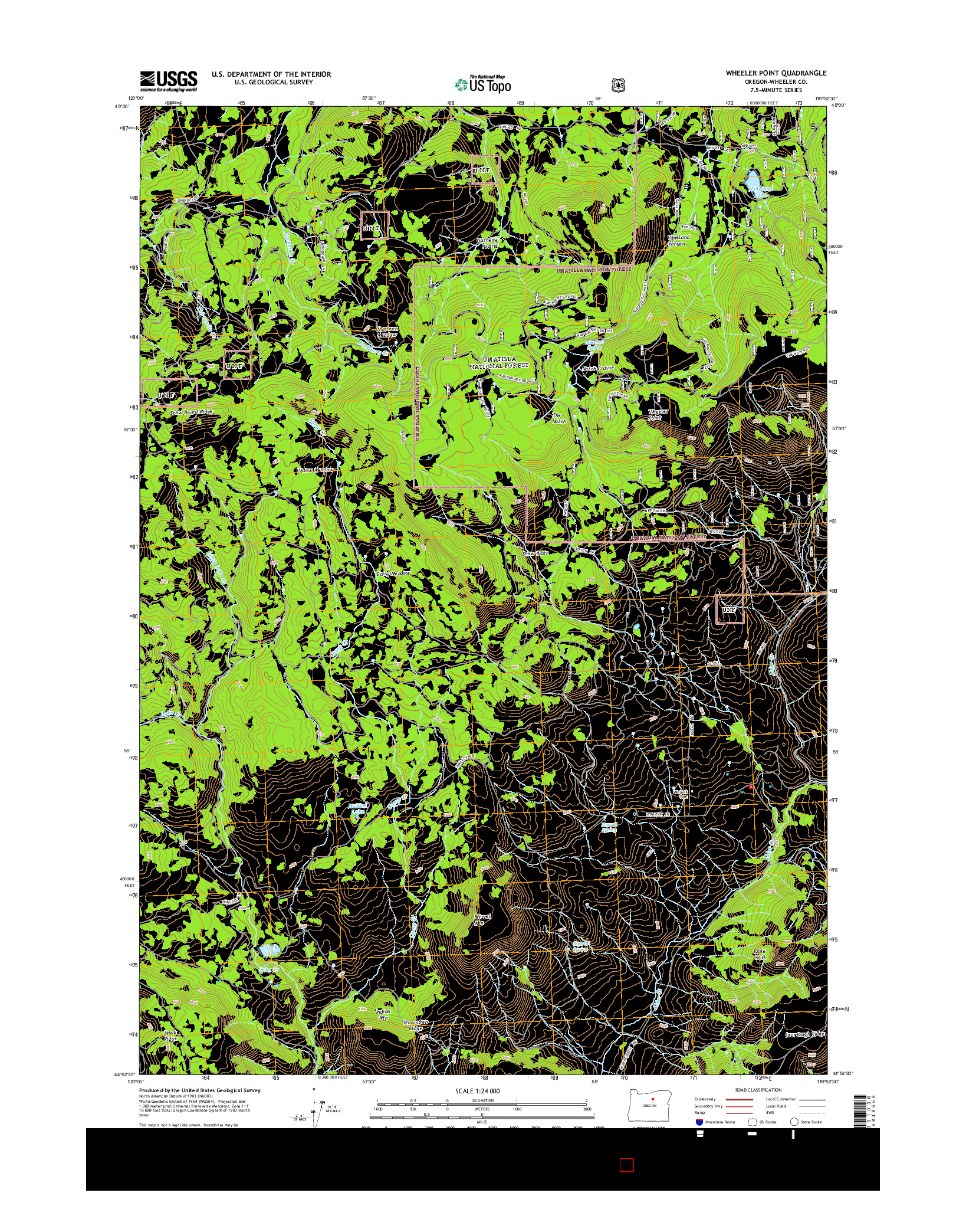 USGS US TOPO 7.5-MINUTE MAP FOR WHEELER POINT, OR 2014