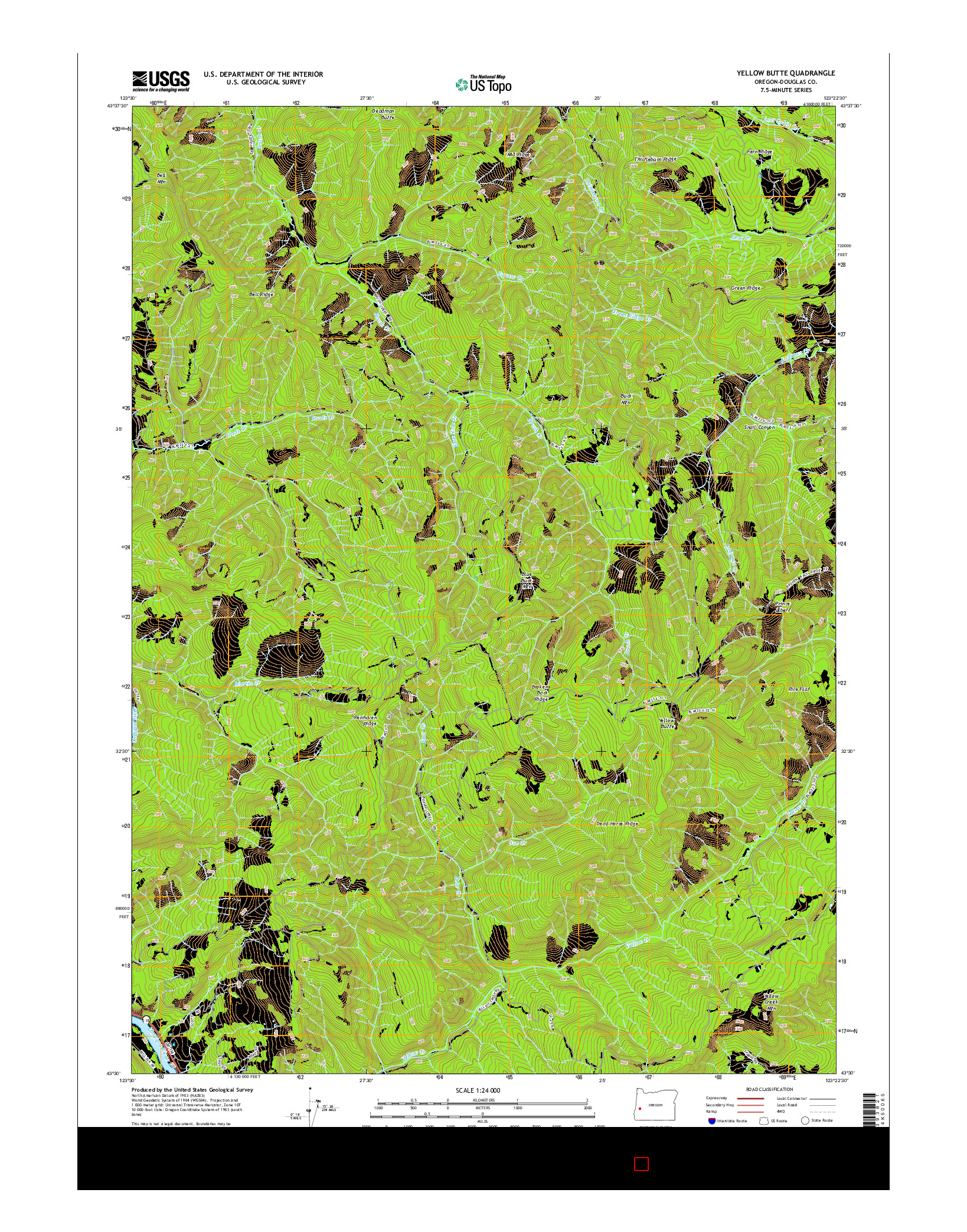 USGS US TOPO 7.5-MINUTE MAP FOR YELLOW BUTTE, OR 2014