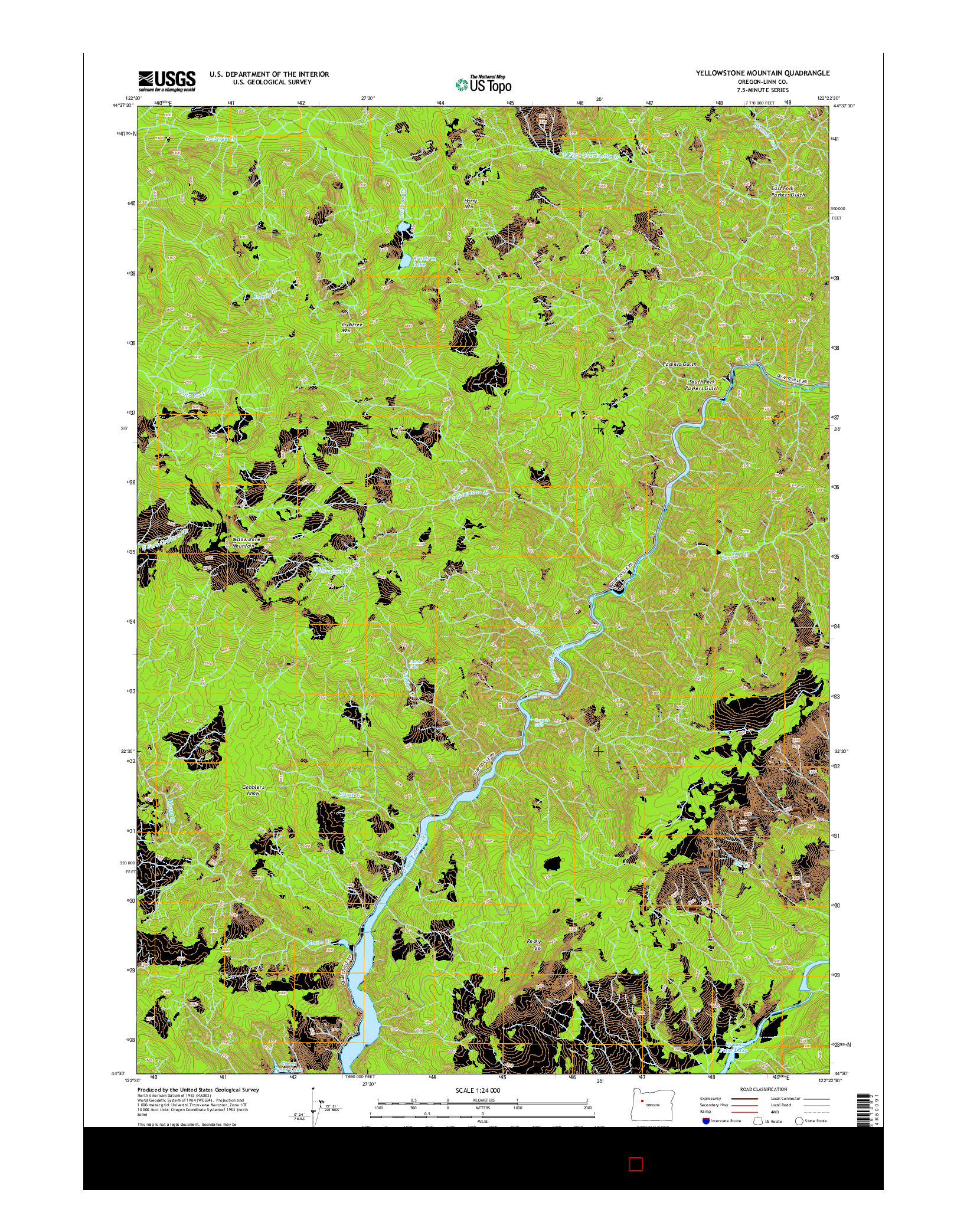 USGS US TOPO 7.5-MINUTE MAP FOR YELLOWSTONE MOUNTAIN, OR 2014