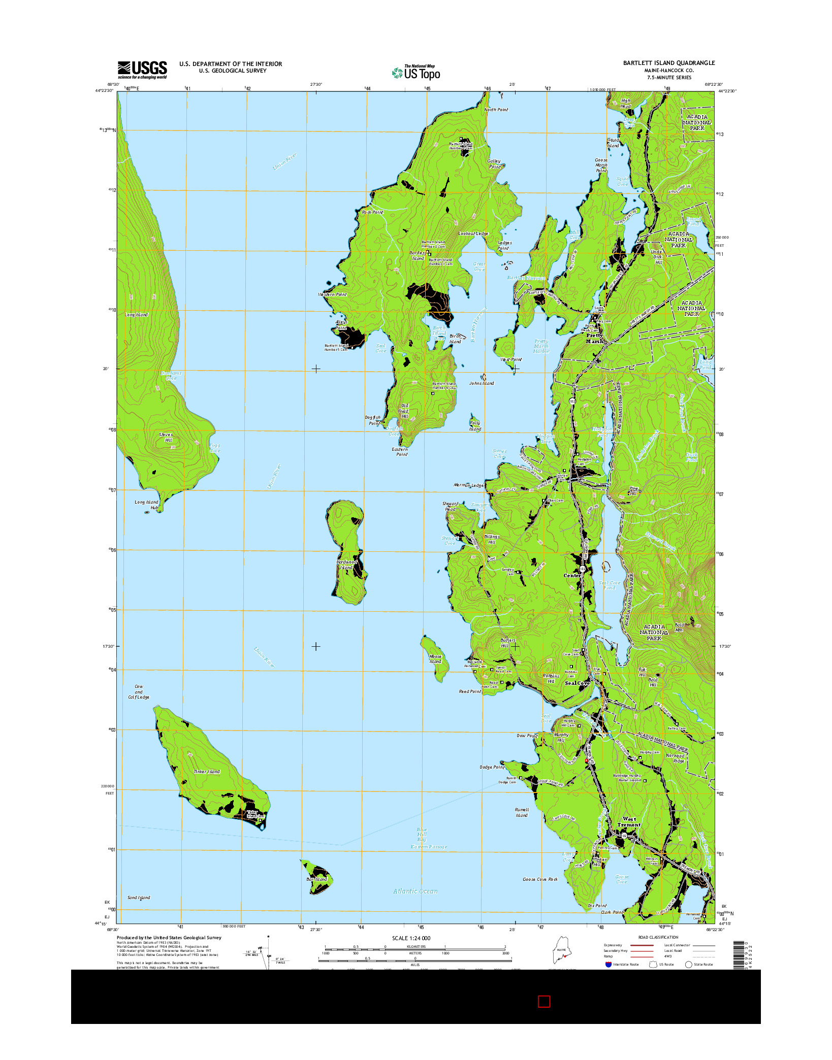 USGS US TOPO 7.5-MINUTE MAP FOR BARTLETT ISLAND, ME 2014