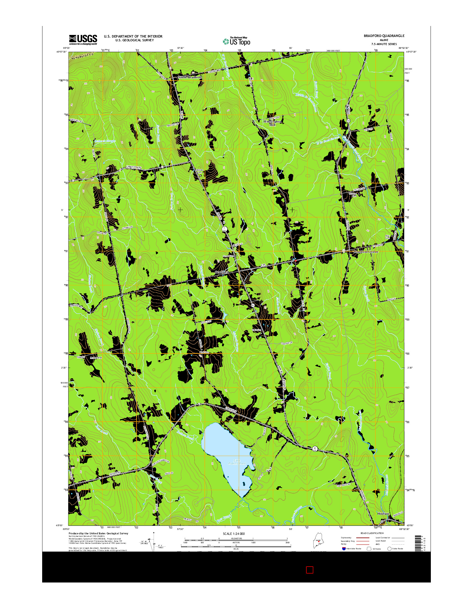 USGS US TOPO 7.5-MINUTE MAP FOR BRADFORD, ME 2014