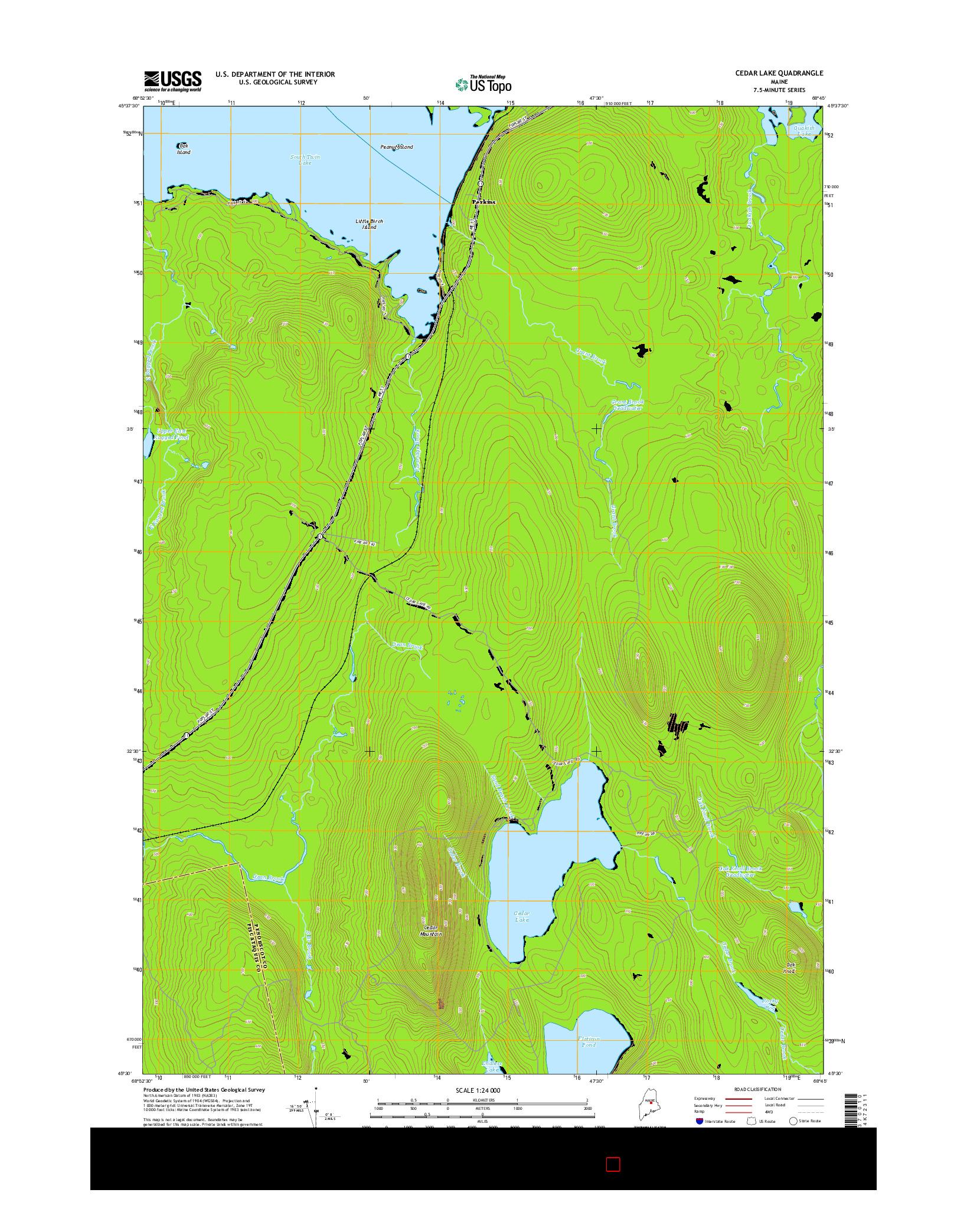 USGS US TOPO 7.5-MINUTE MAP FOR CEDAR LAKE, ME 2014